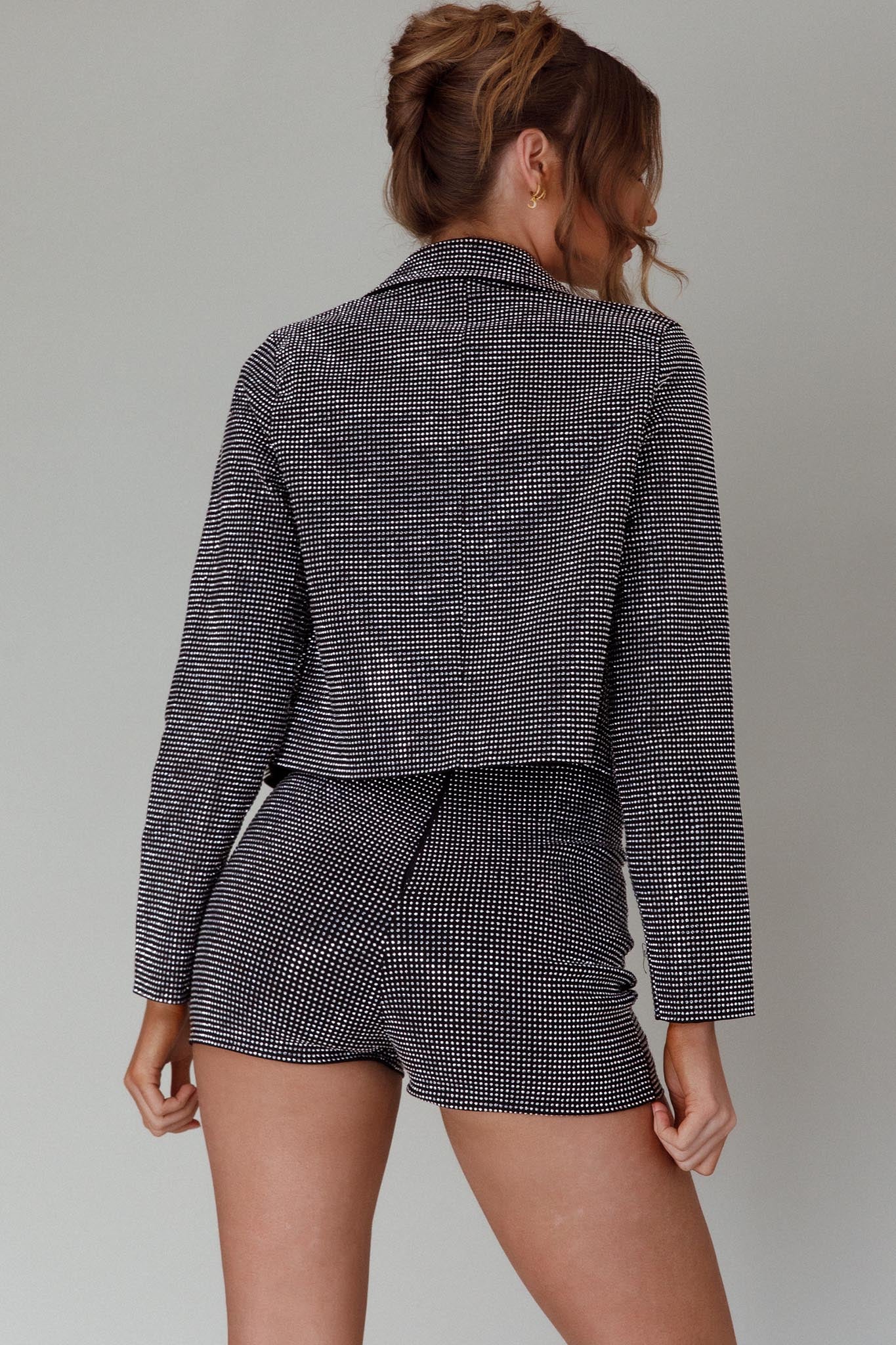 Jackpot Diamante Shorts Black