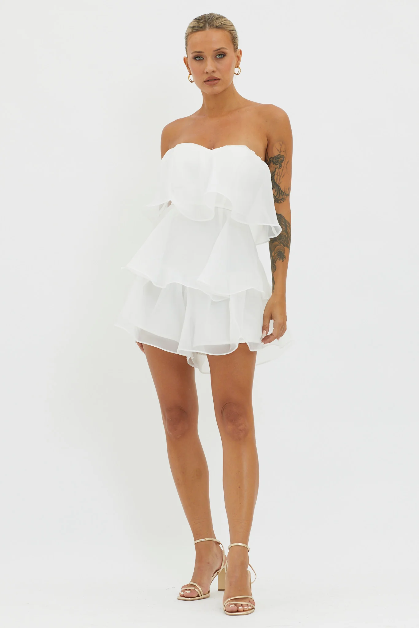 Behati Tiered Layer Romper White