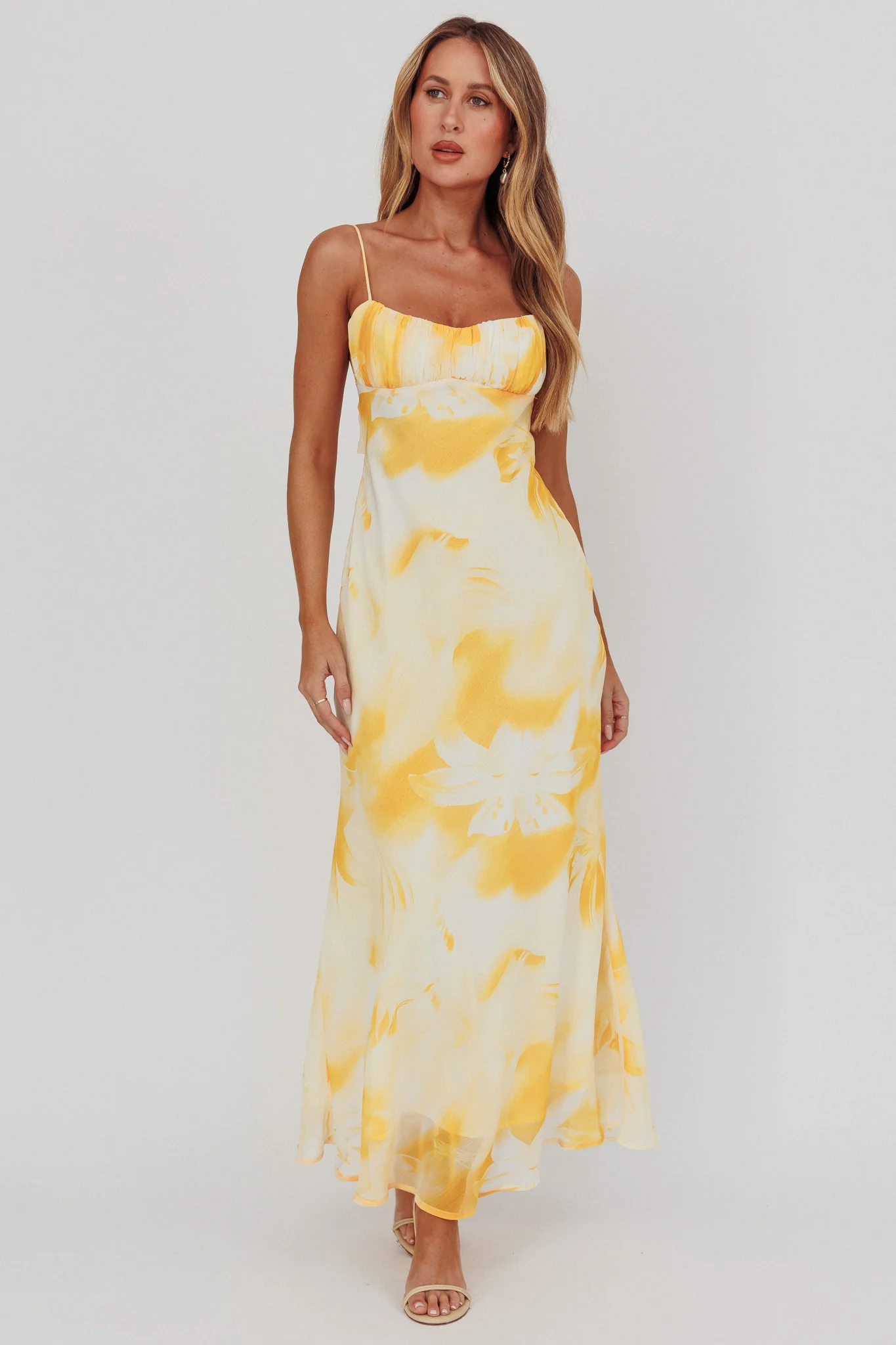 Nerida Low Back Twist Maxi Dress Lily Yellow