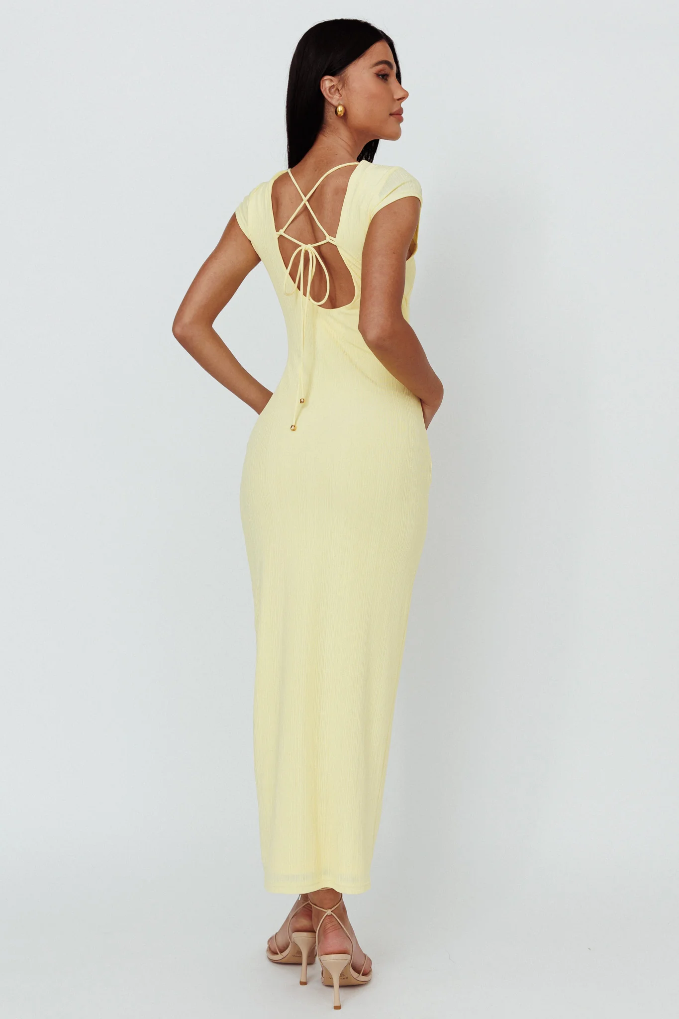 Elenice Cap Sleeve Cut-Out Midi Dress Lemon