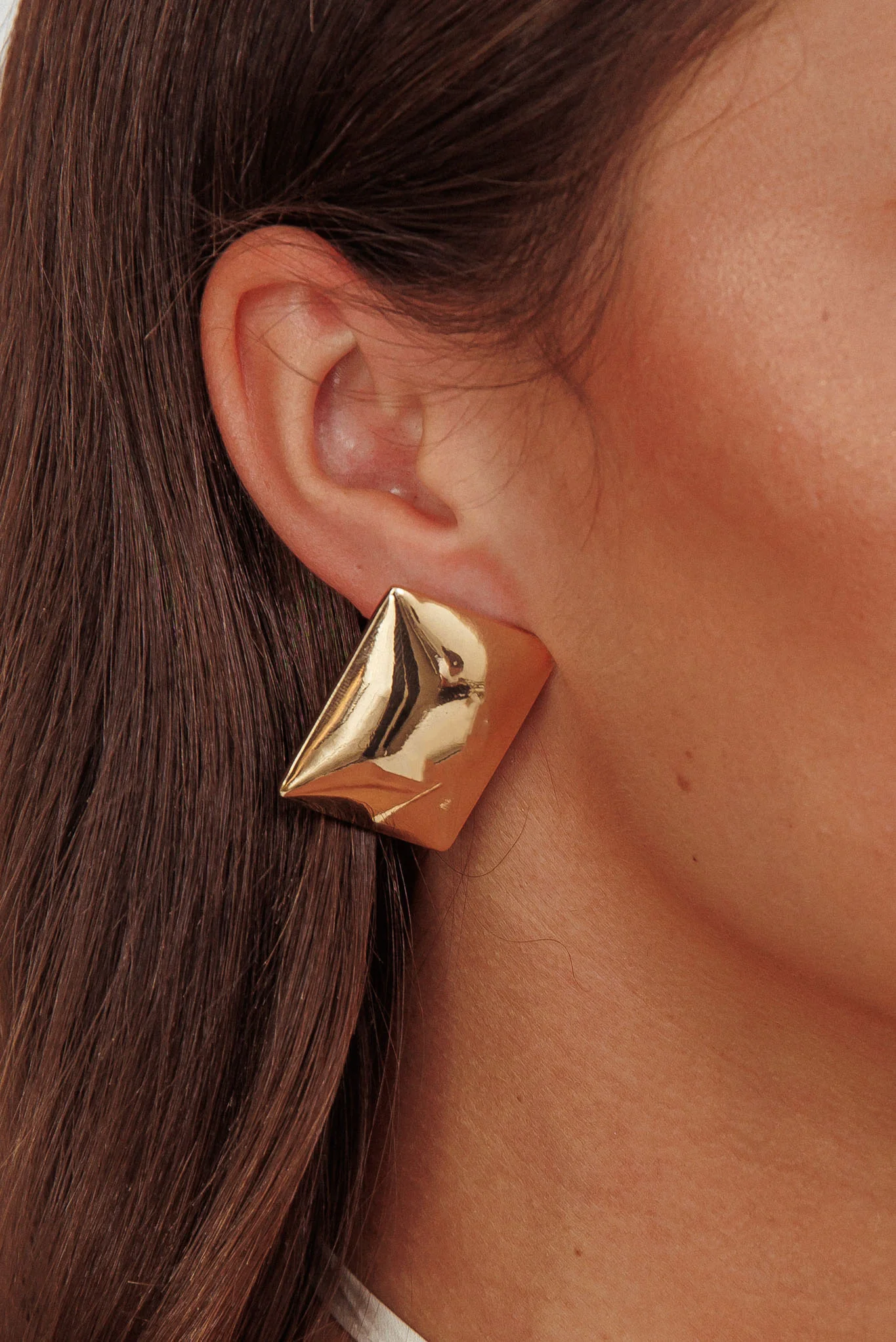 Hendrix Rectangle Cabochon Earrings Gold