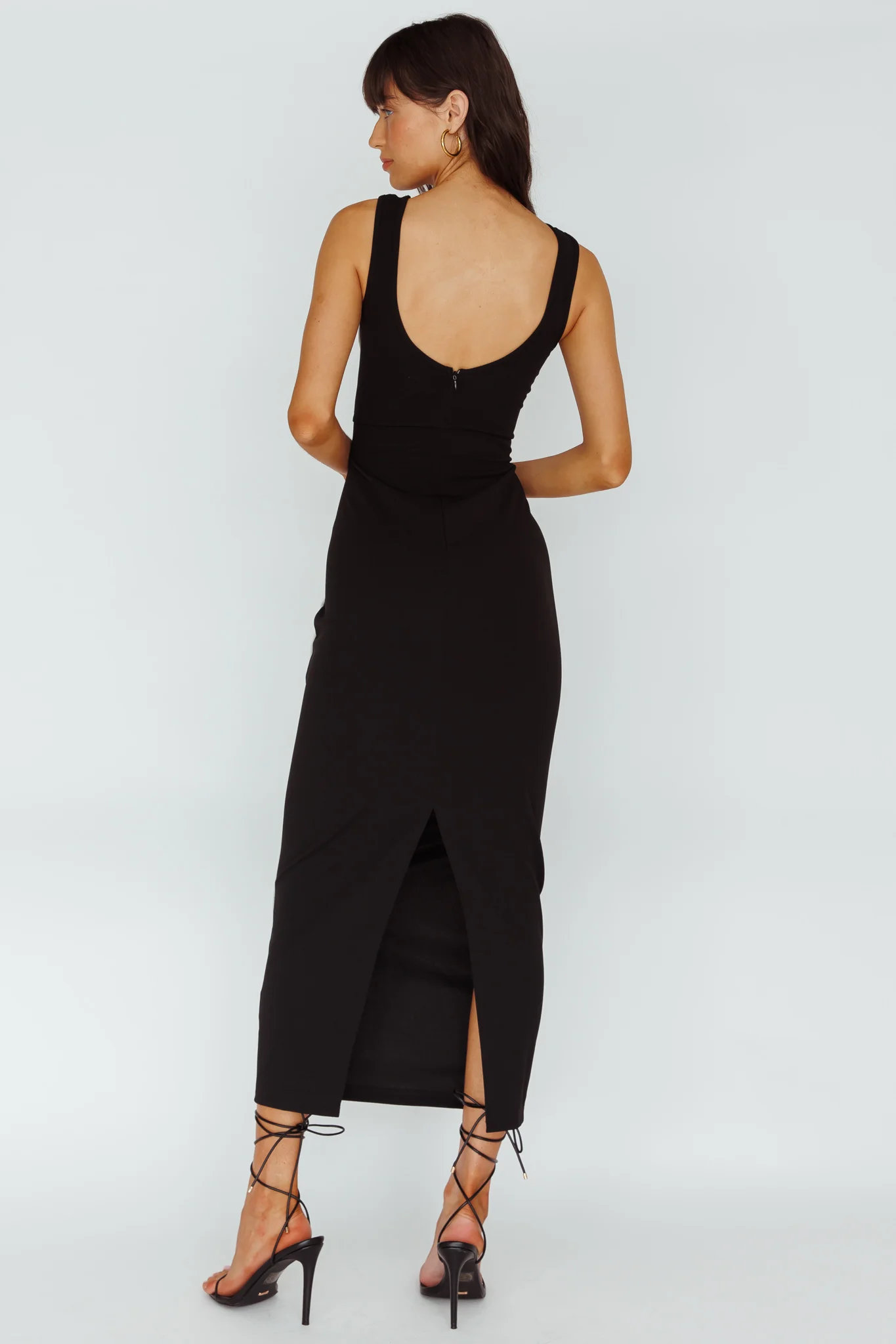 Shenae Piping Trim Maxi Dress Black