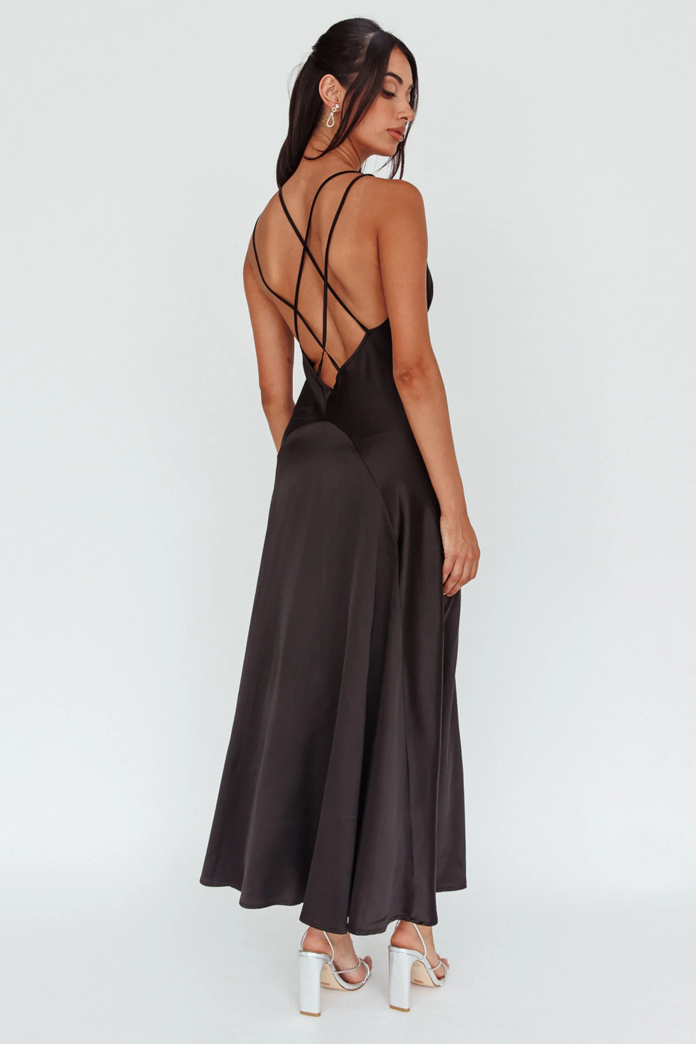 Signature Lace Trim Midi Dress Black