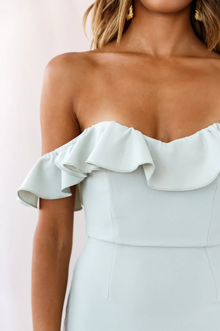 Cloud 9 Bardot Neckline Corset Back Dress Sage