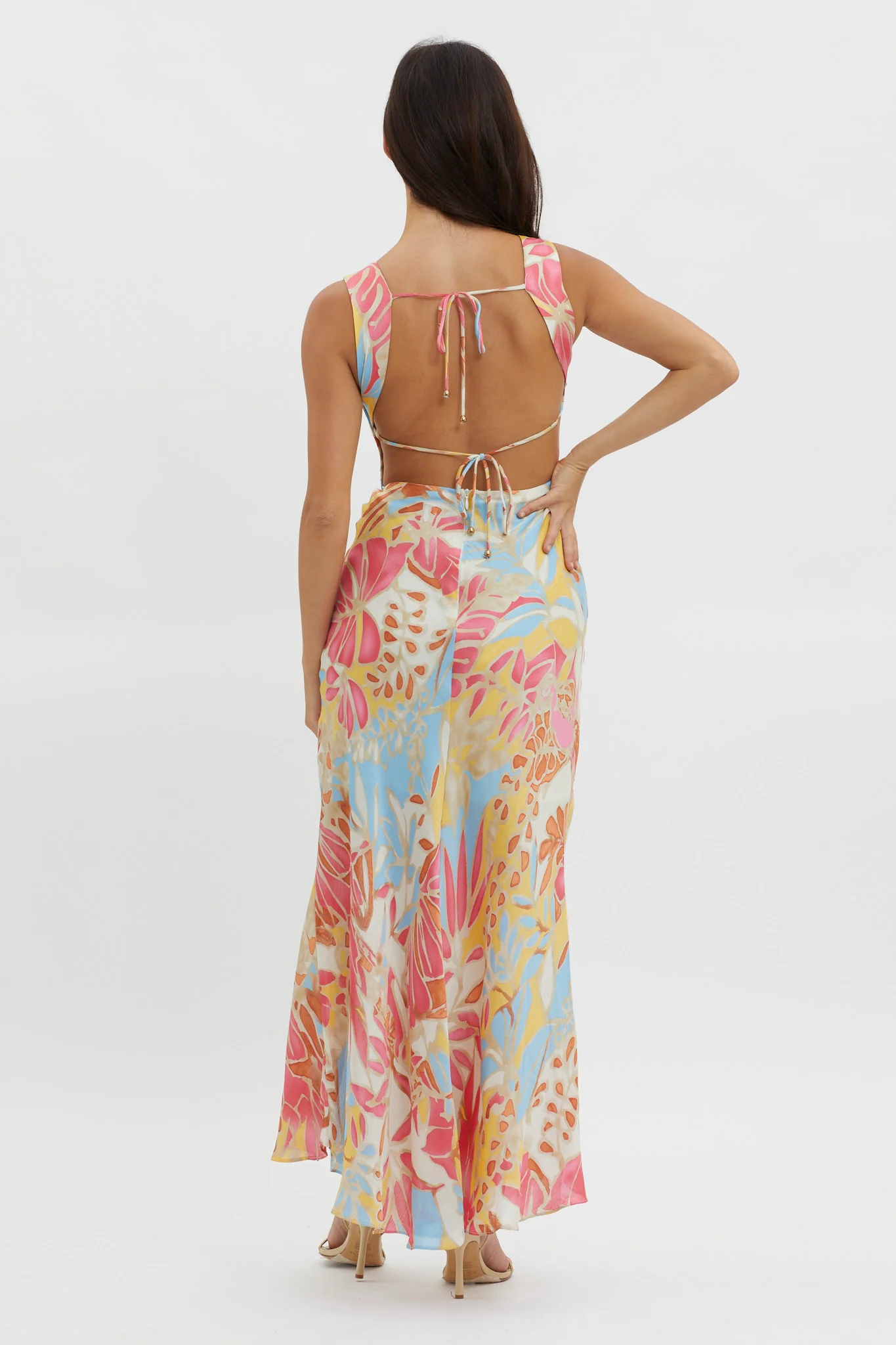 Casuarina Gathered Bust Midi Dress Blue