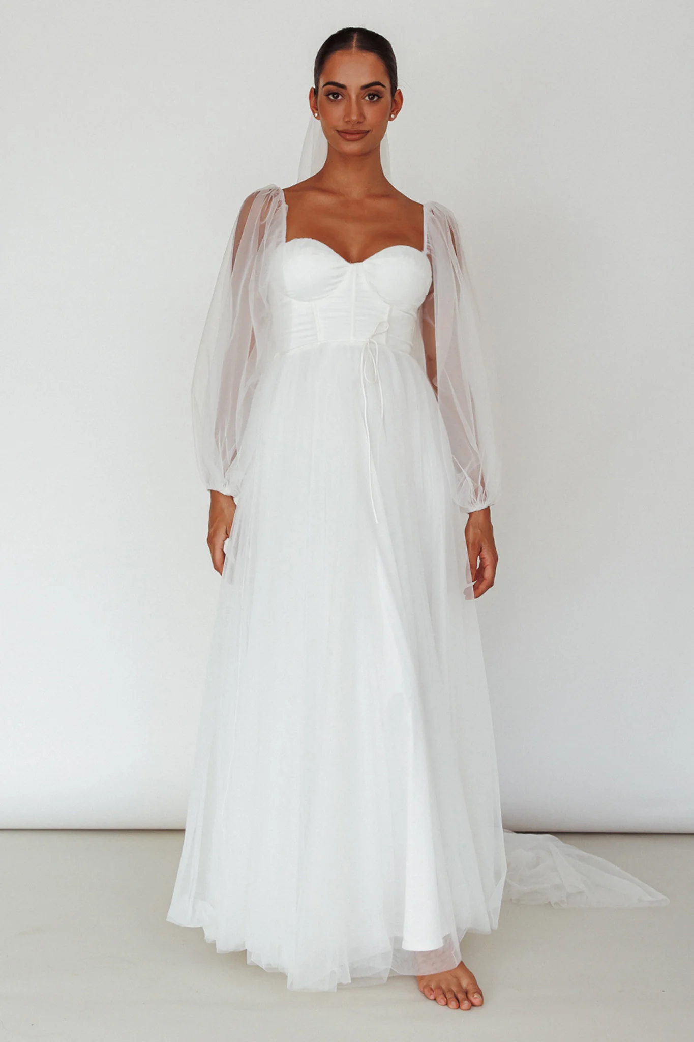 Fairytale Dream Sheer Sleeve Maxi Dress White