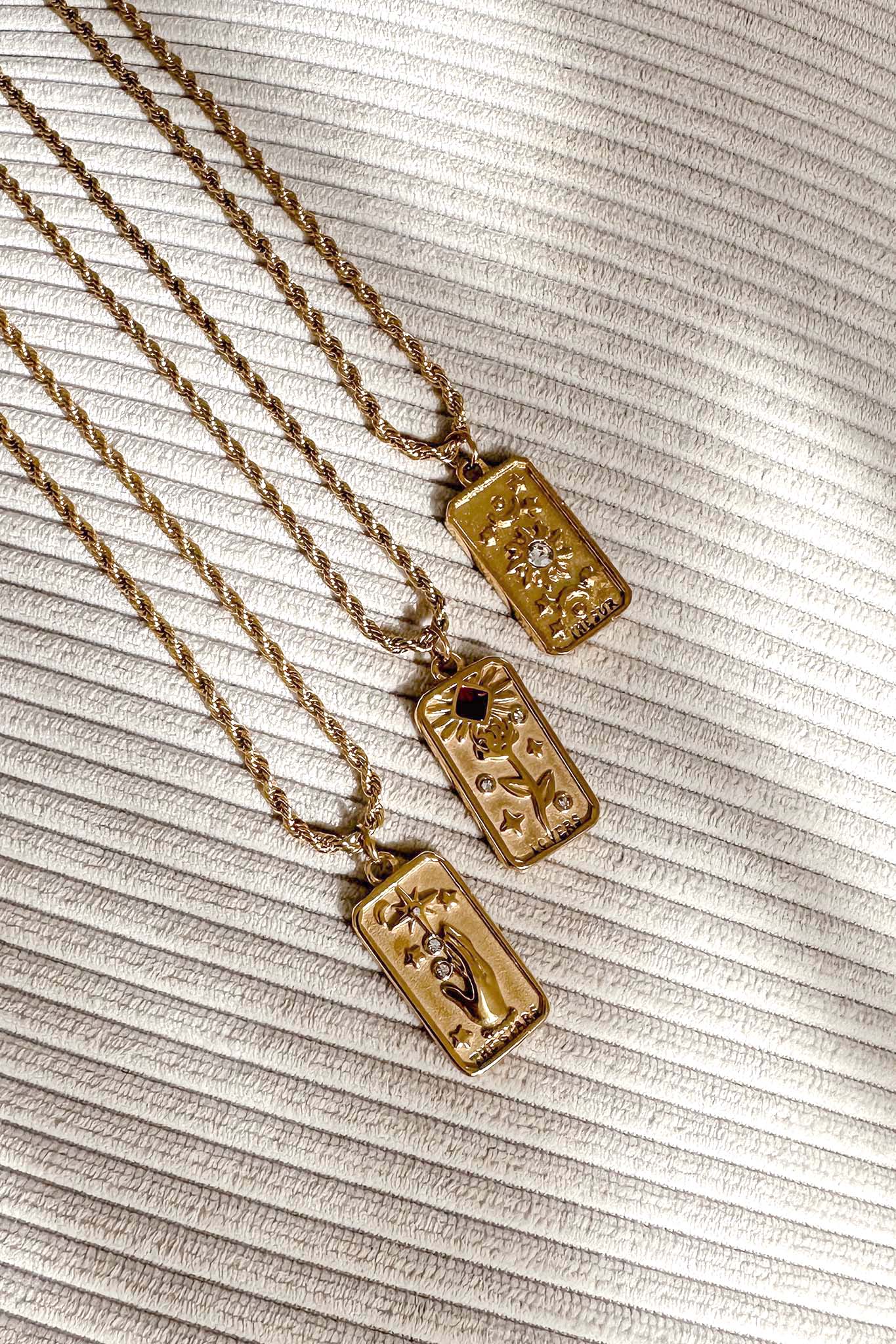 The Stars Rhinestone Pendant Necklace Gold