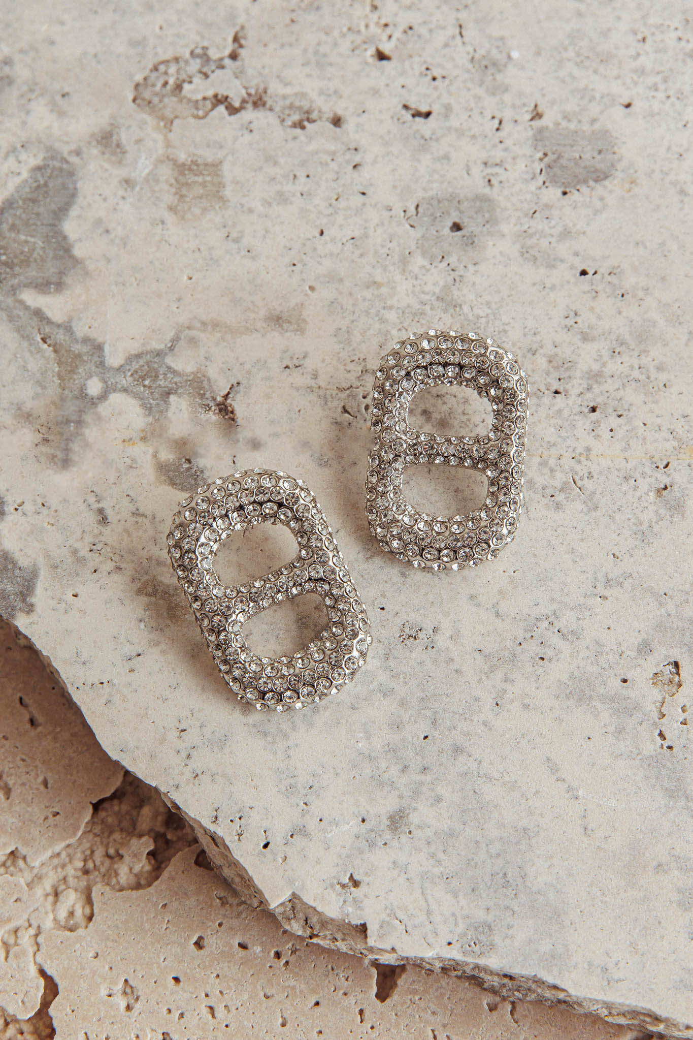 Glitz Pull Tab Earrings Silver Diamante