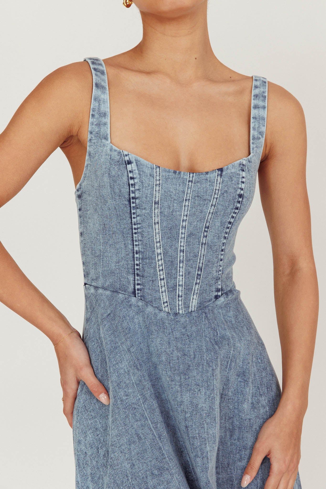 Talissa A-Line Maxi Denim Dress Blue