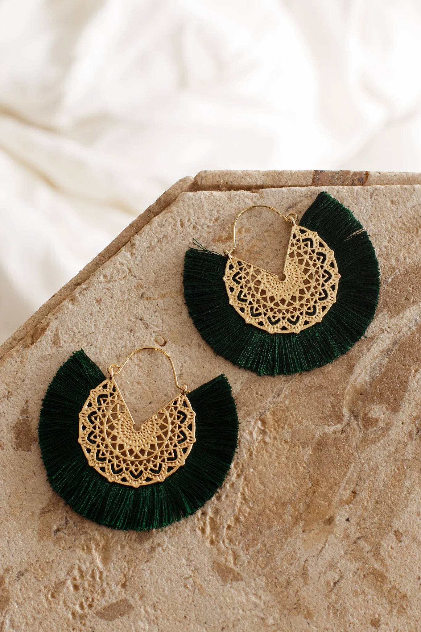 Bali Gold Filigree Fringing Earrings Forest