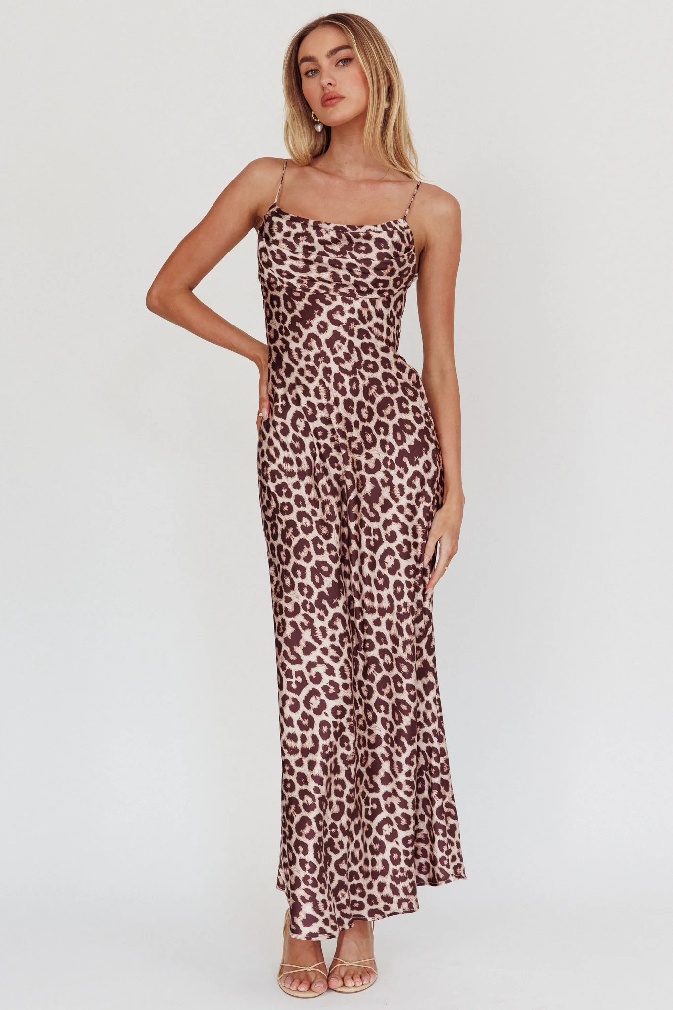 Well Versed Pleated Bust Maxi Dress Leopard