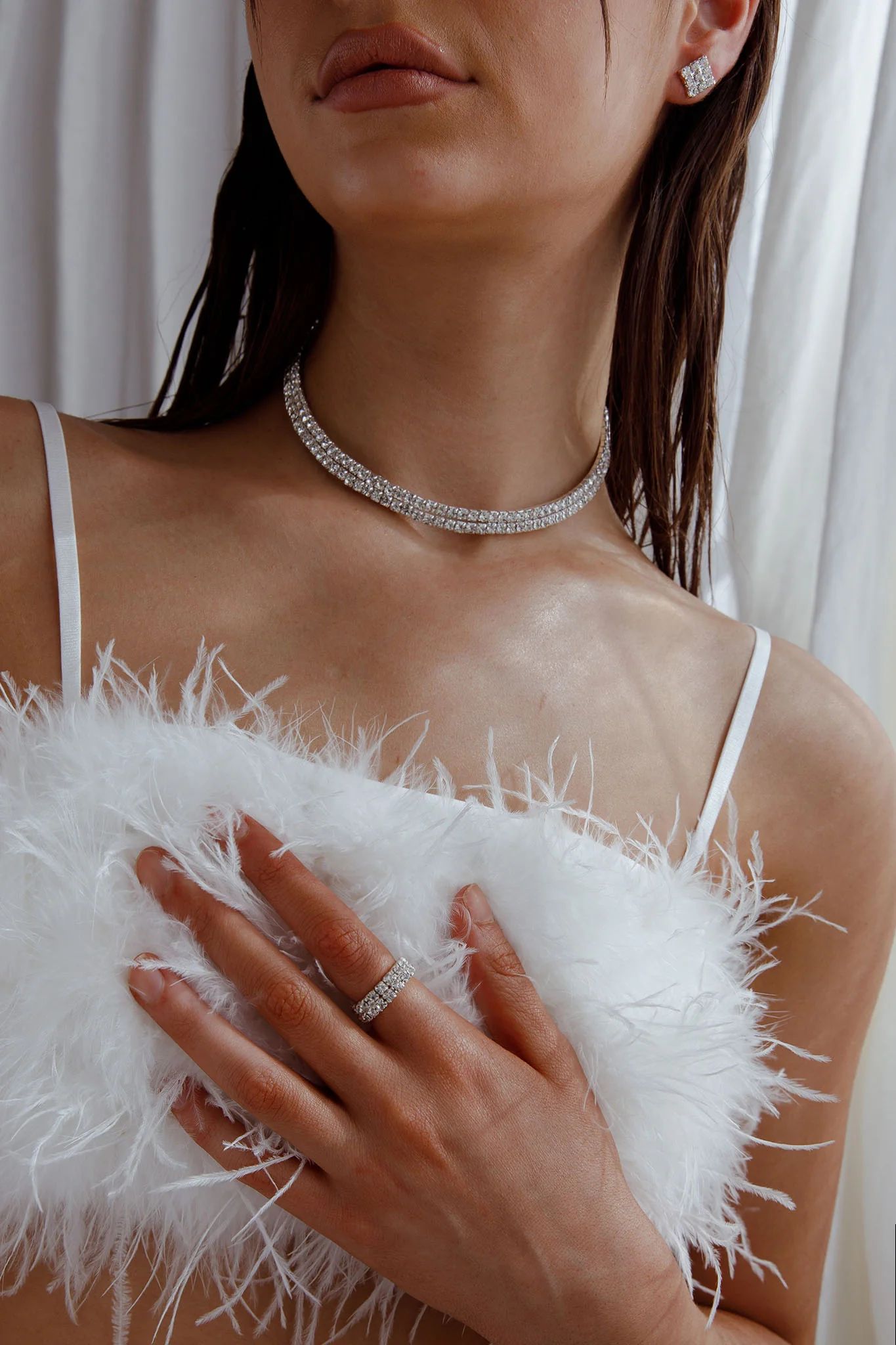 Suite Life Diamante Earrings, Ring and Necklace Set Silver