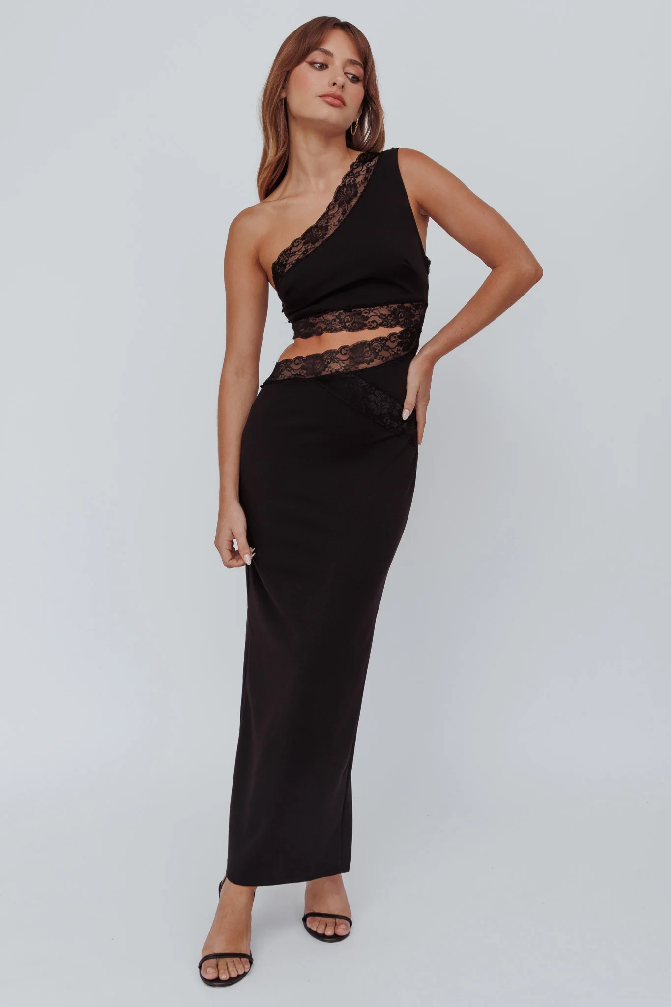 Mahli One-Shoulder Cut-Out Maxi Dress Black