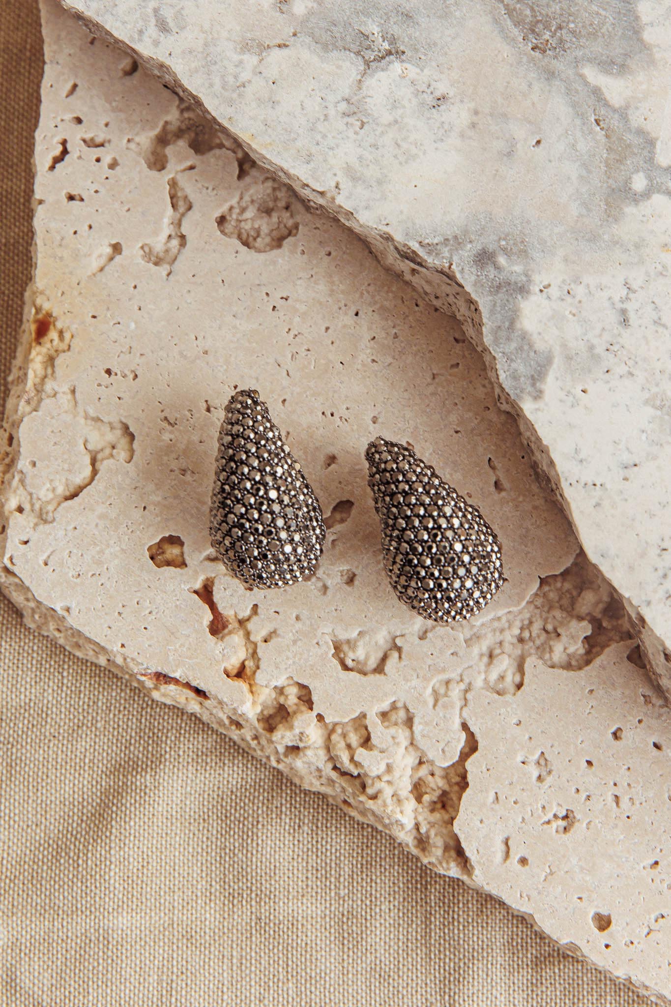 Nebula Pave Teardrop Earrings Black Diamante