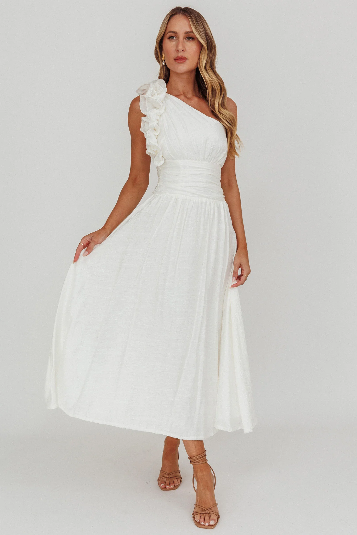 Antheia One-Shoulder Maxi Dress White