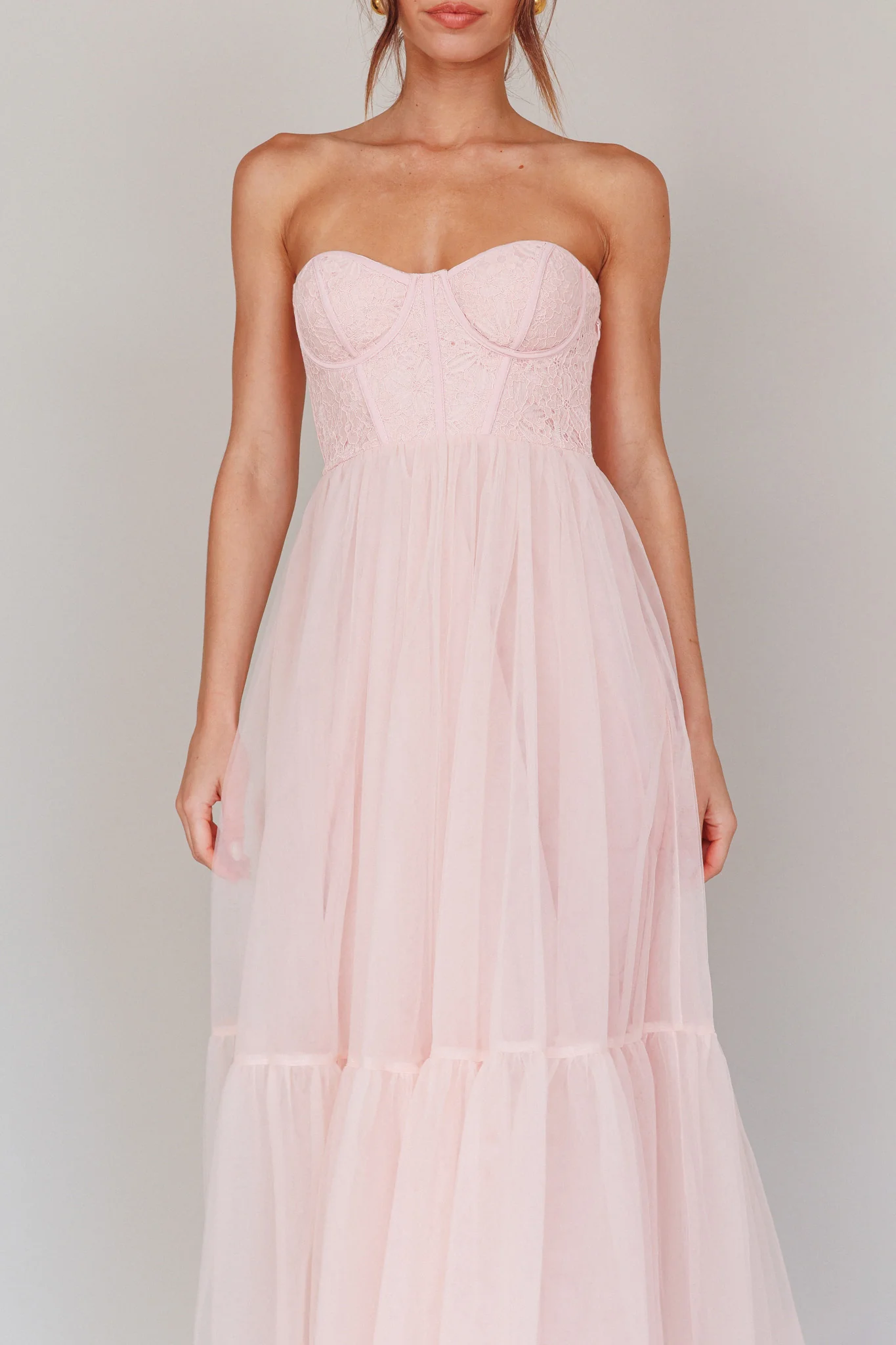 Dancing With Me Sweetheart Tulle Midi Dress Pink