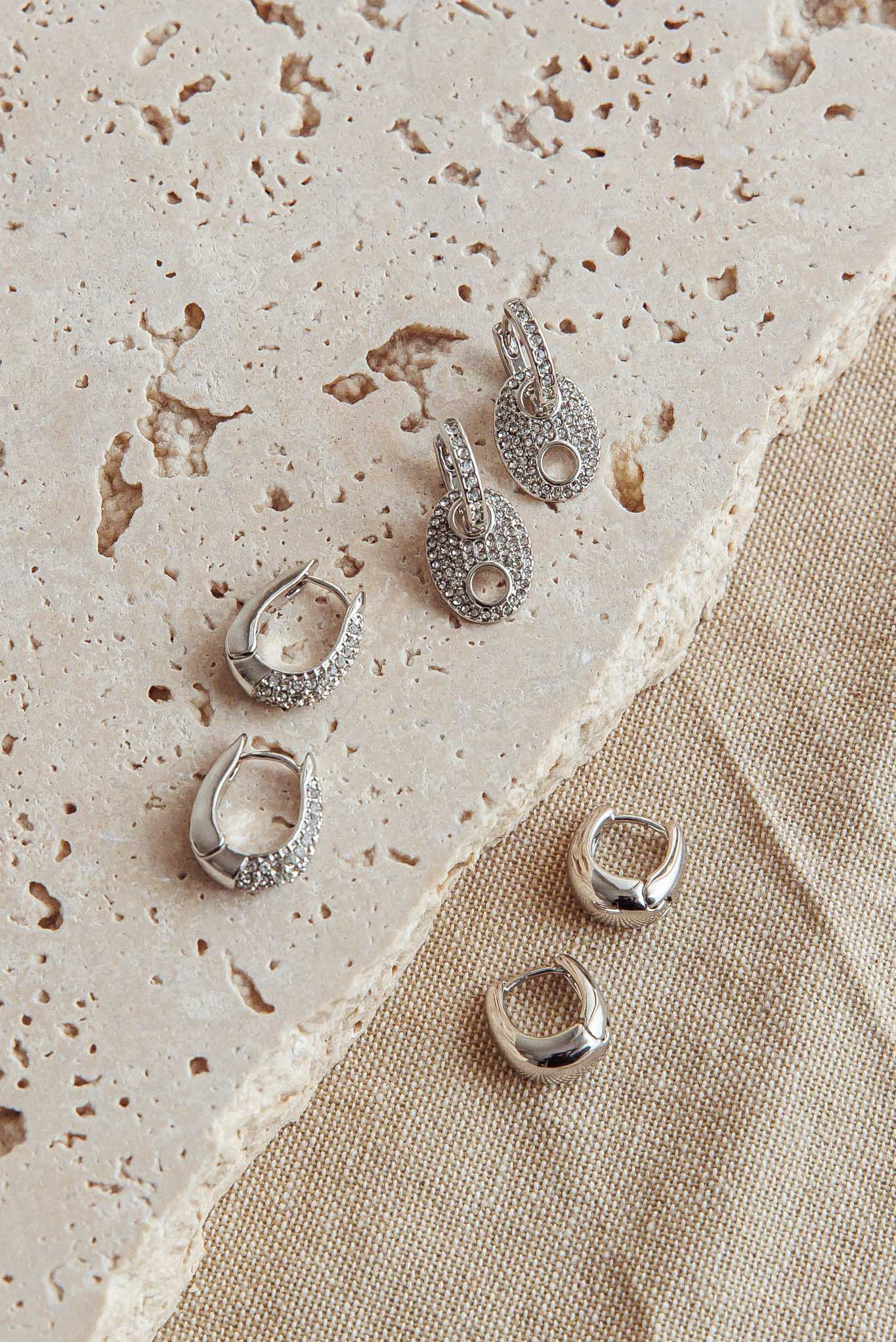 Tristan Earrings Set Silver Diamante