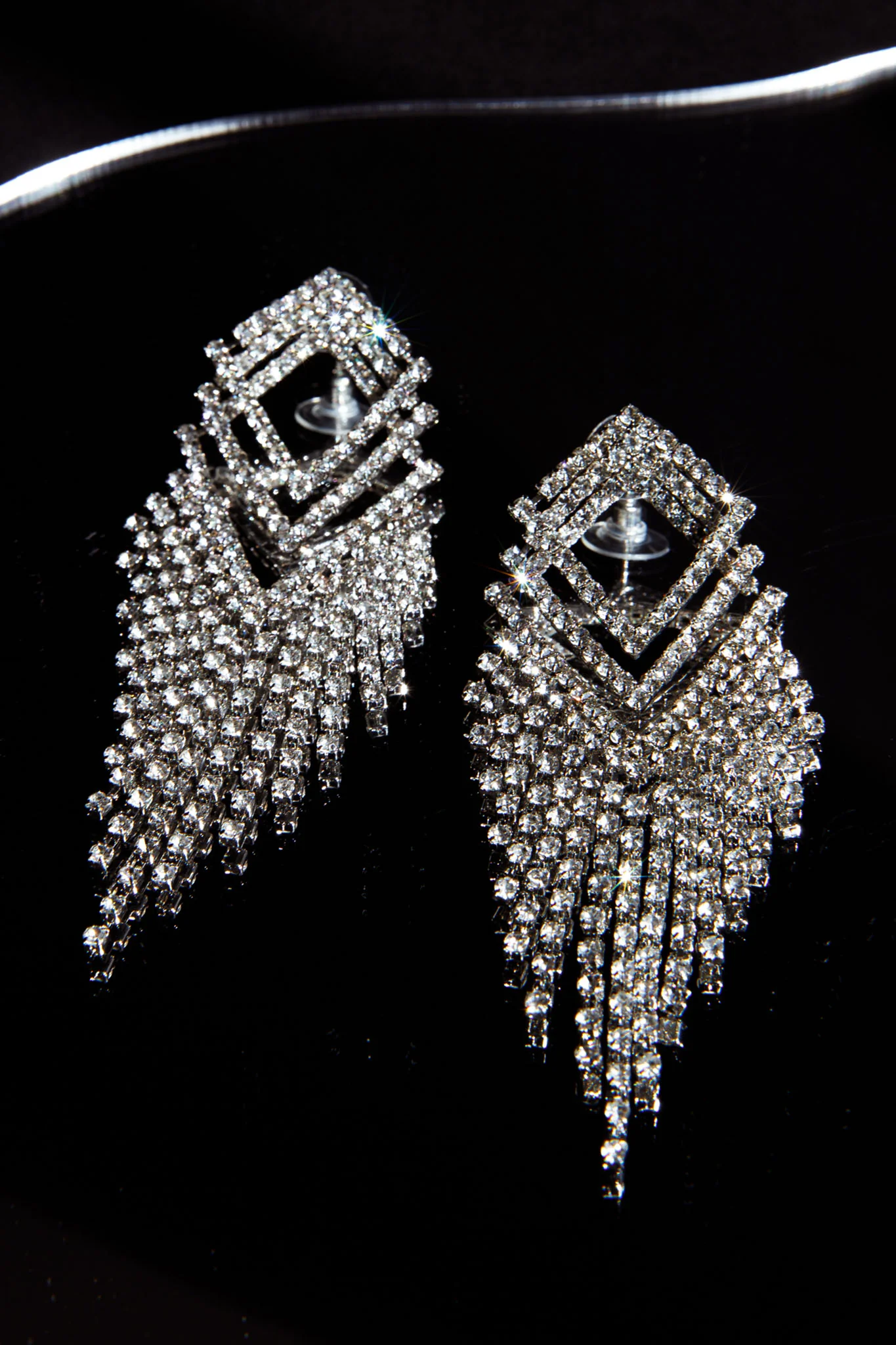 Kate Diamante Kite Drop Earrings Silver