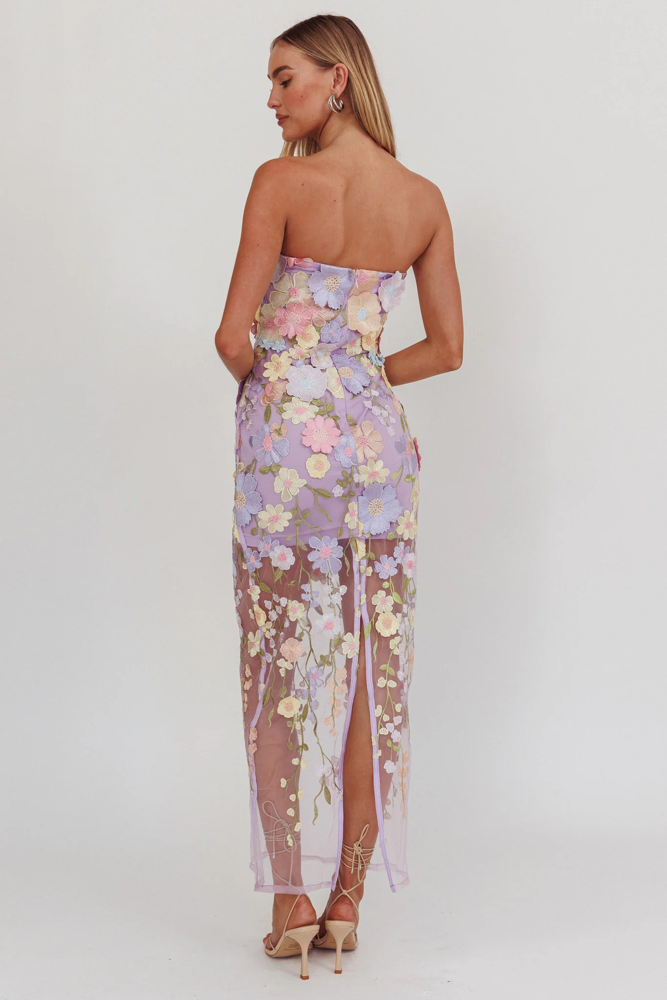Euphoria Dream Embellished Mesh Maxi Dress Lilac