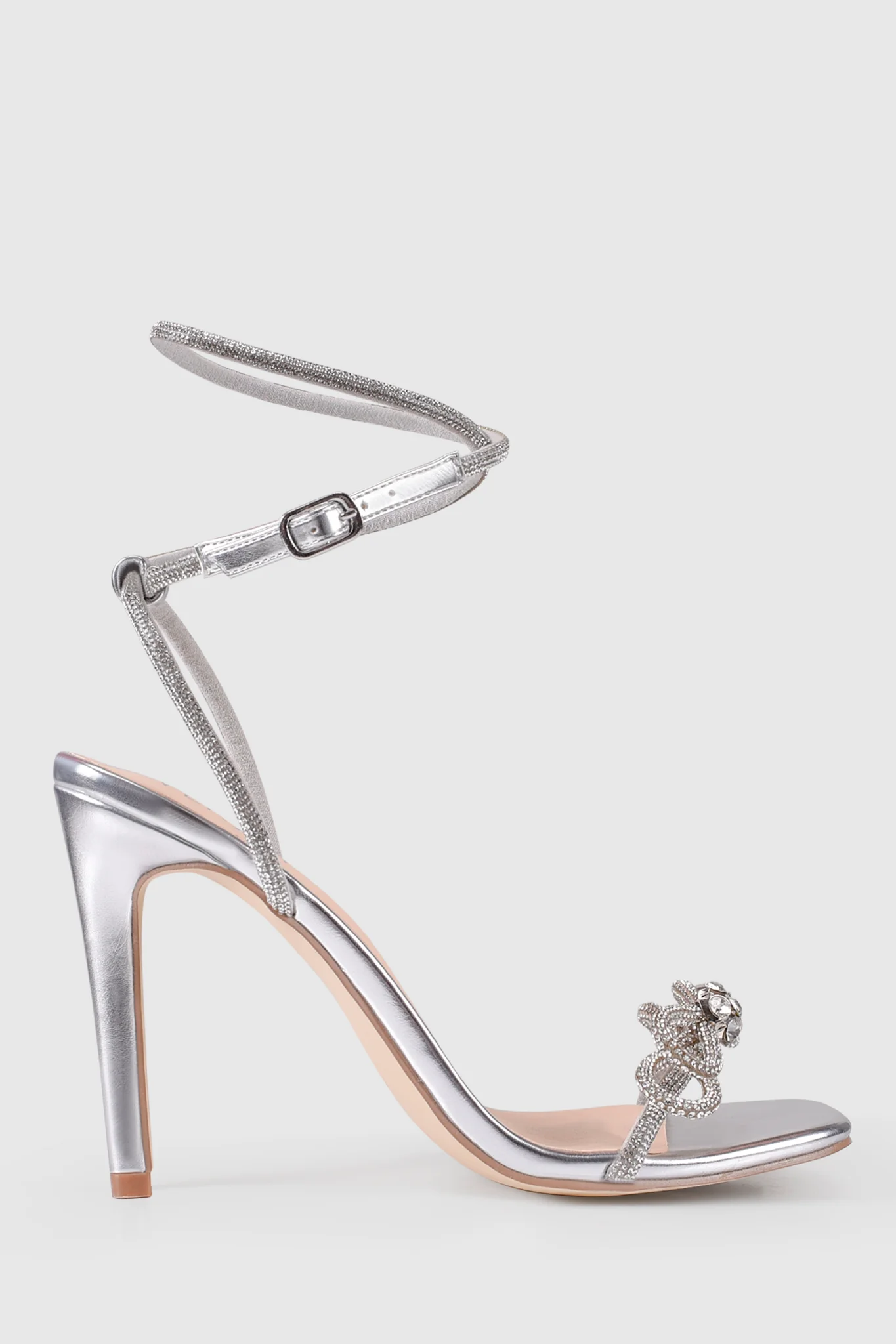 VERALi Ottawa Diamante High Heels Silver Metallic Smooth