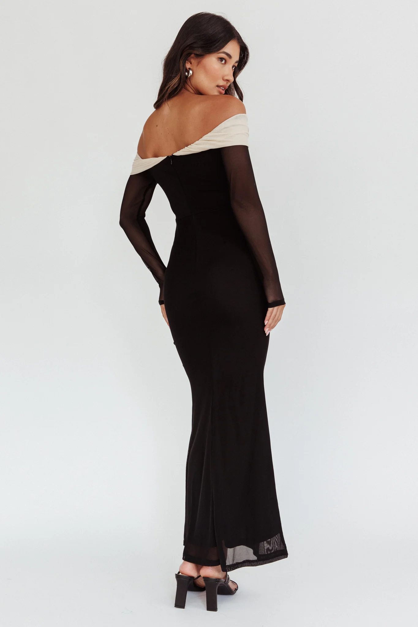Perfect Worlds Off Shoulder Maxi Dress Black