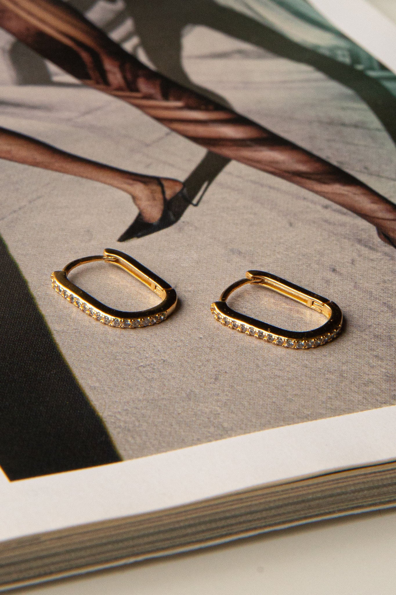 Ark Diamante Hoop Earrings Gold