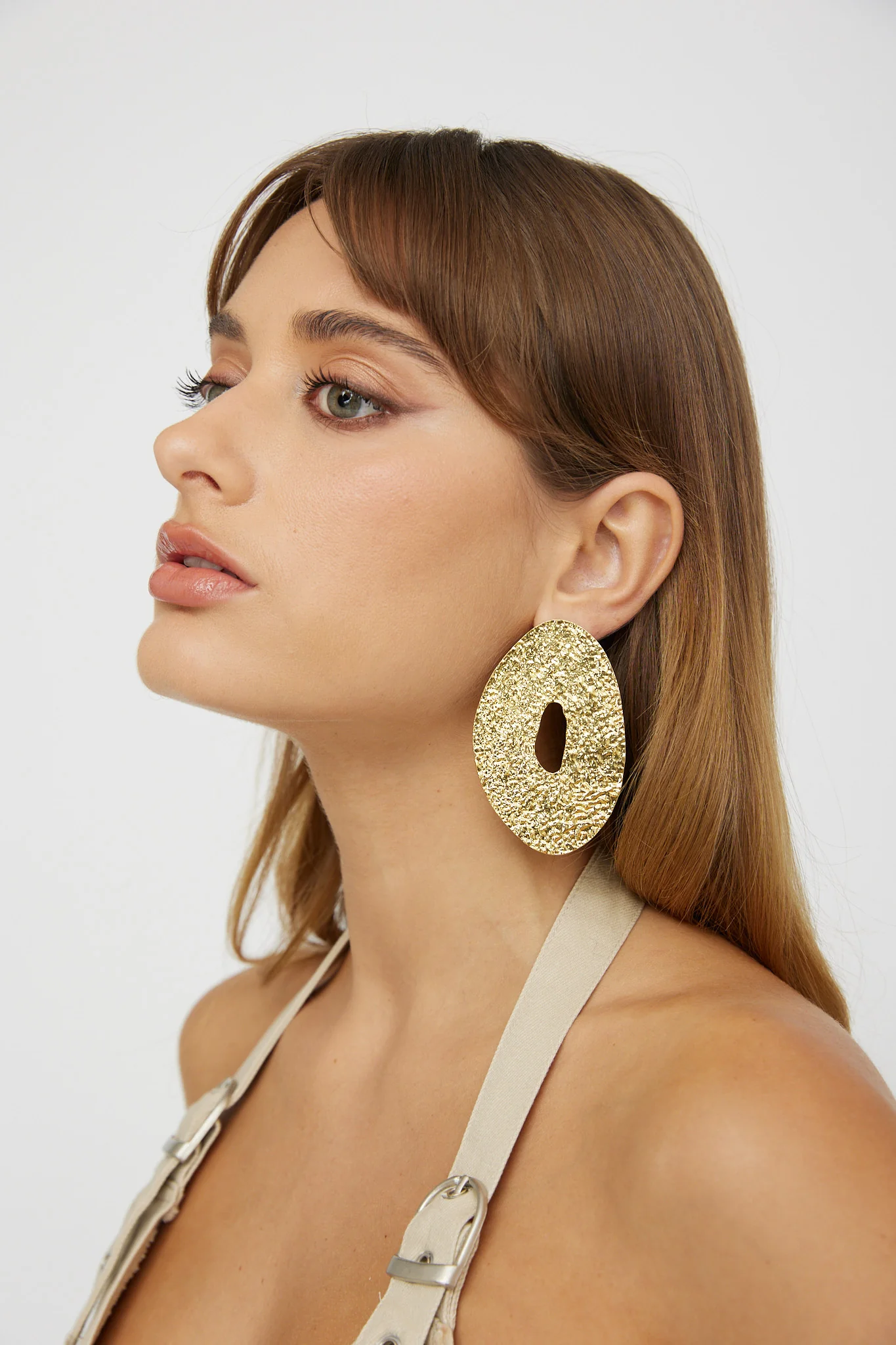 Eldorado Textured Disc Earrings Gold