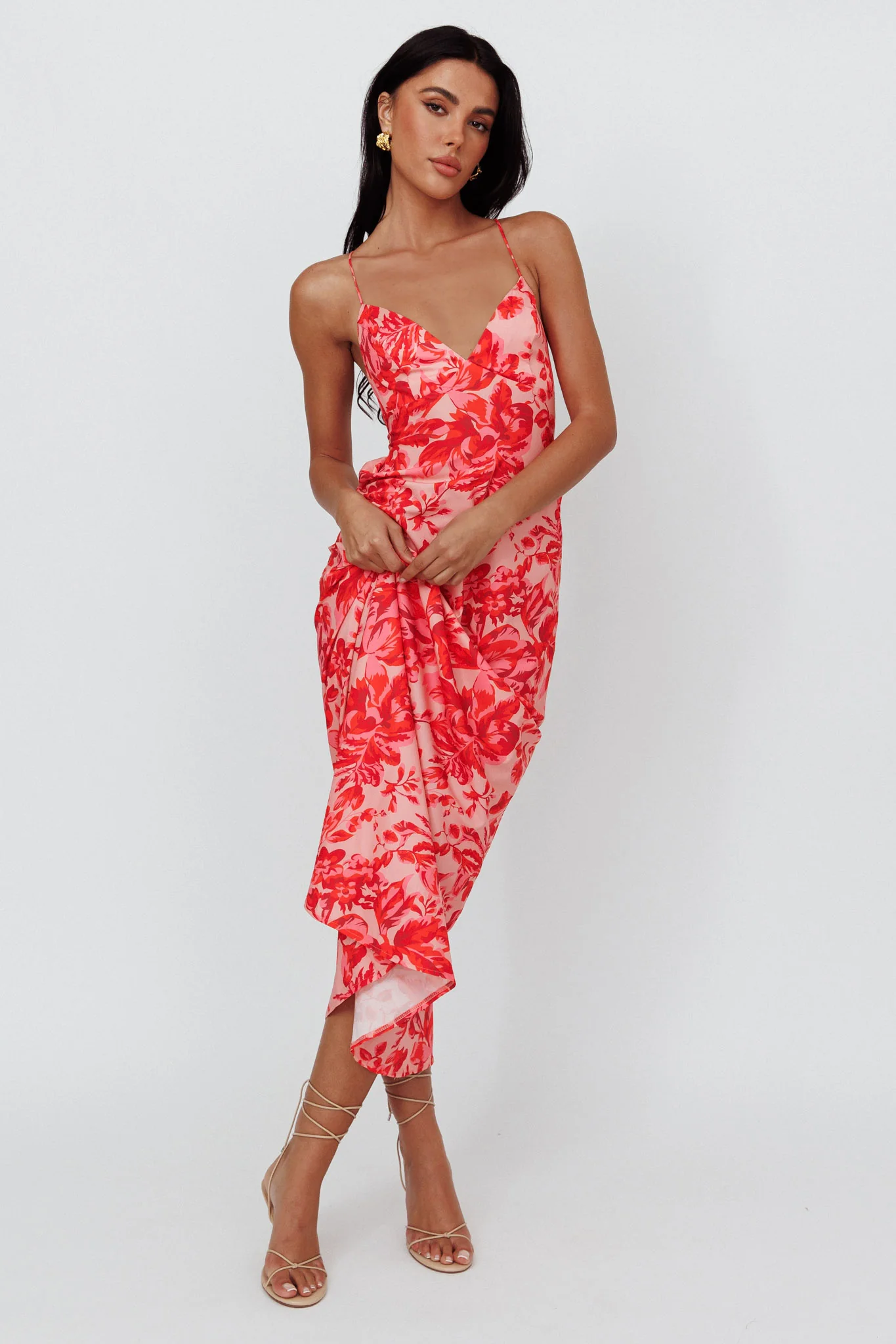 True Divine Strappy Back Maxi Dress Floral Fire