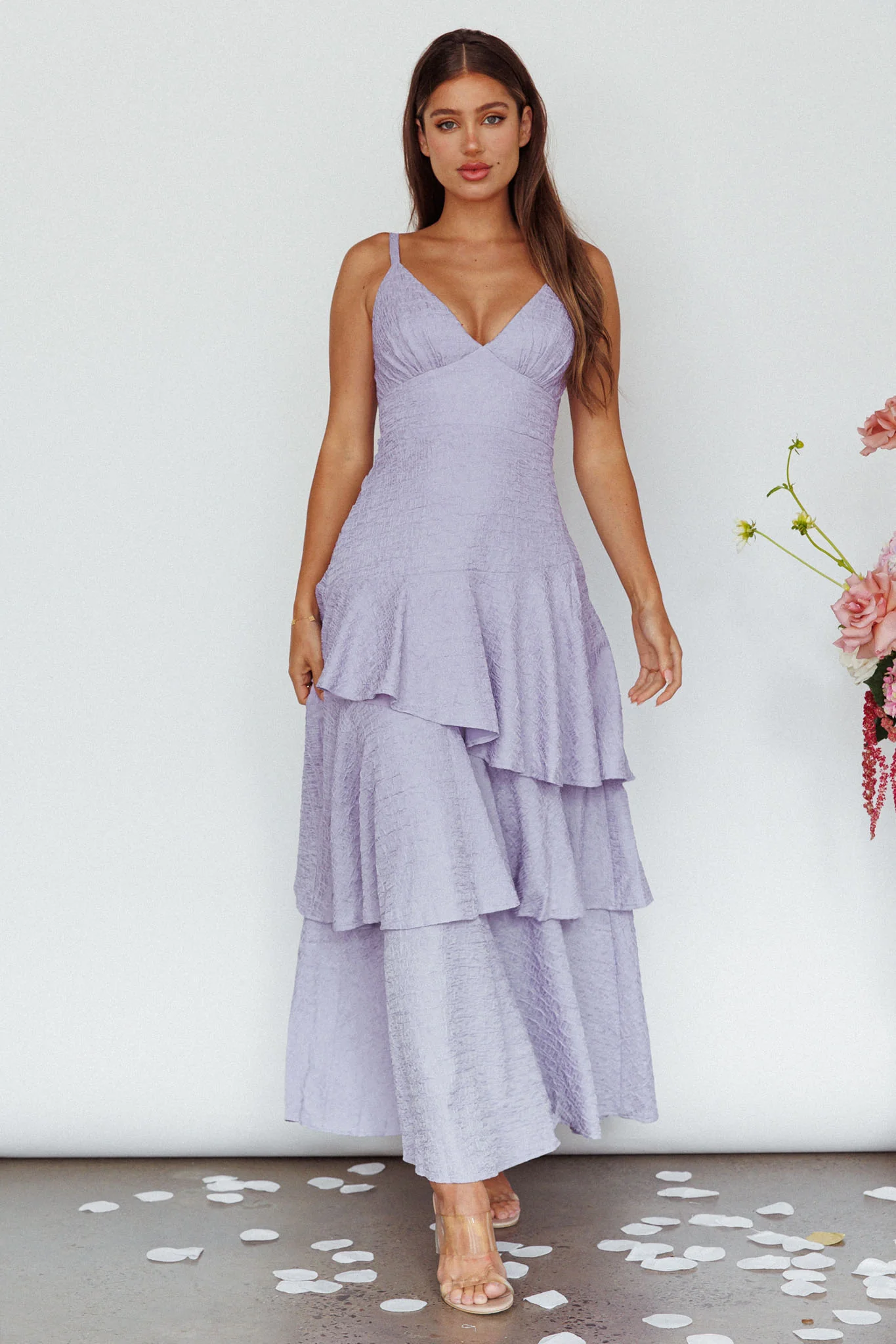 New Vibes Layered Hem Maxi Dress Lilac