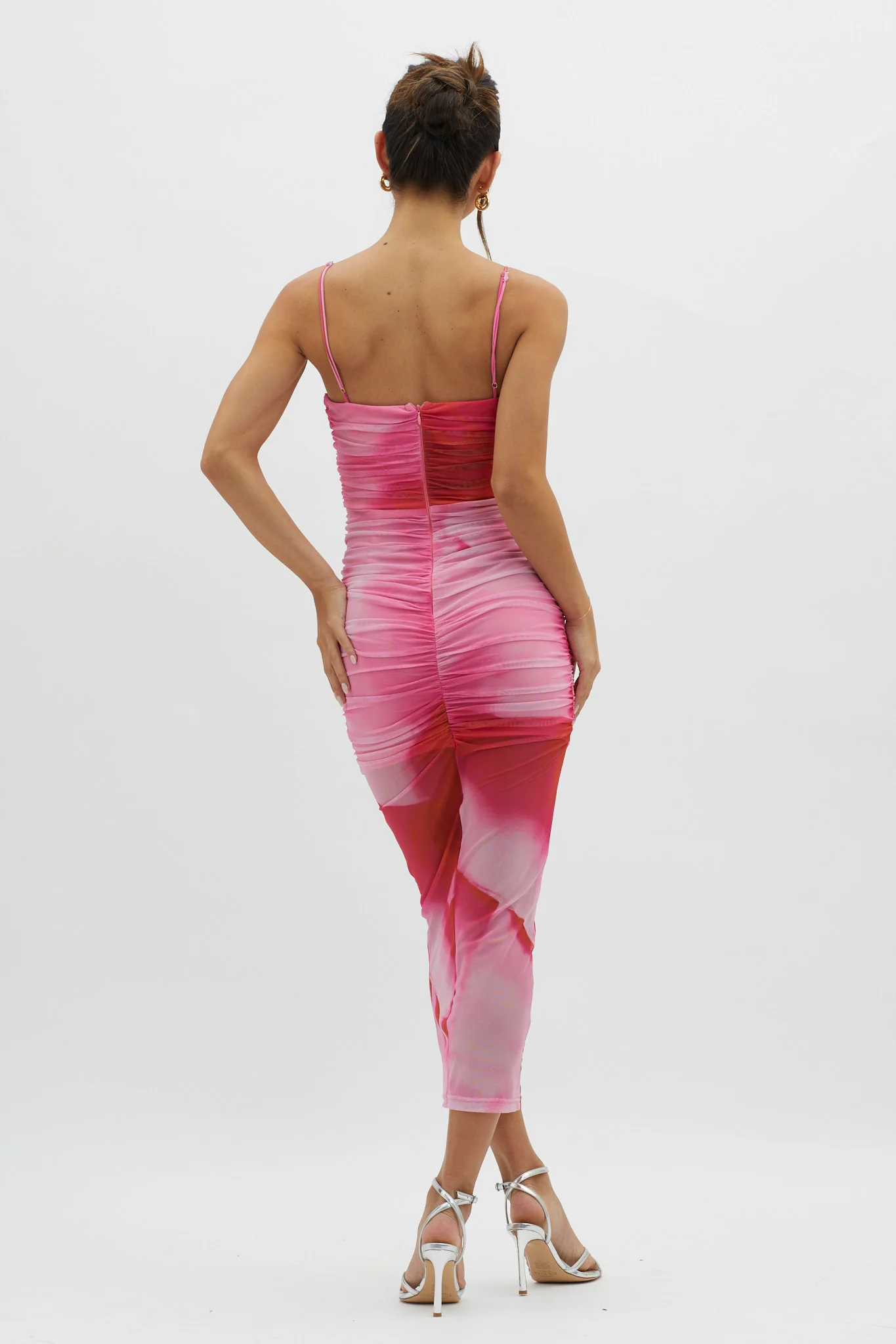 Logan Cami Strap Midi Dress Abstract Pink