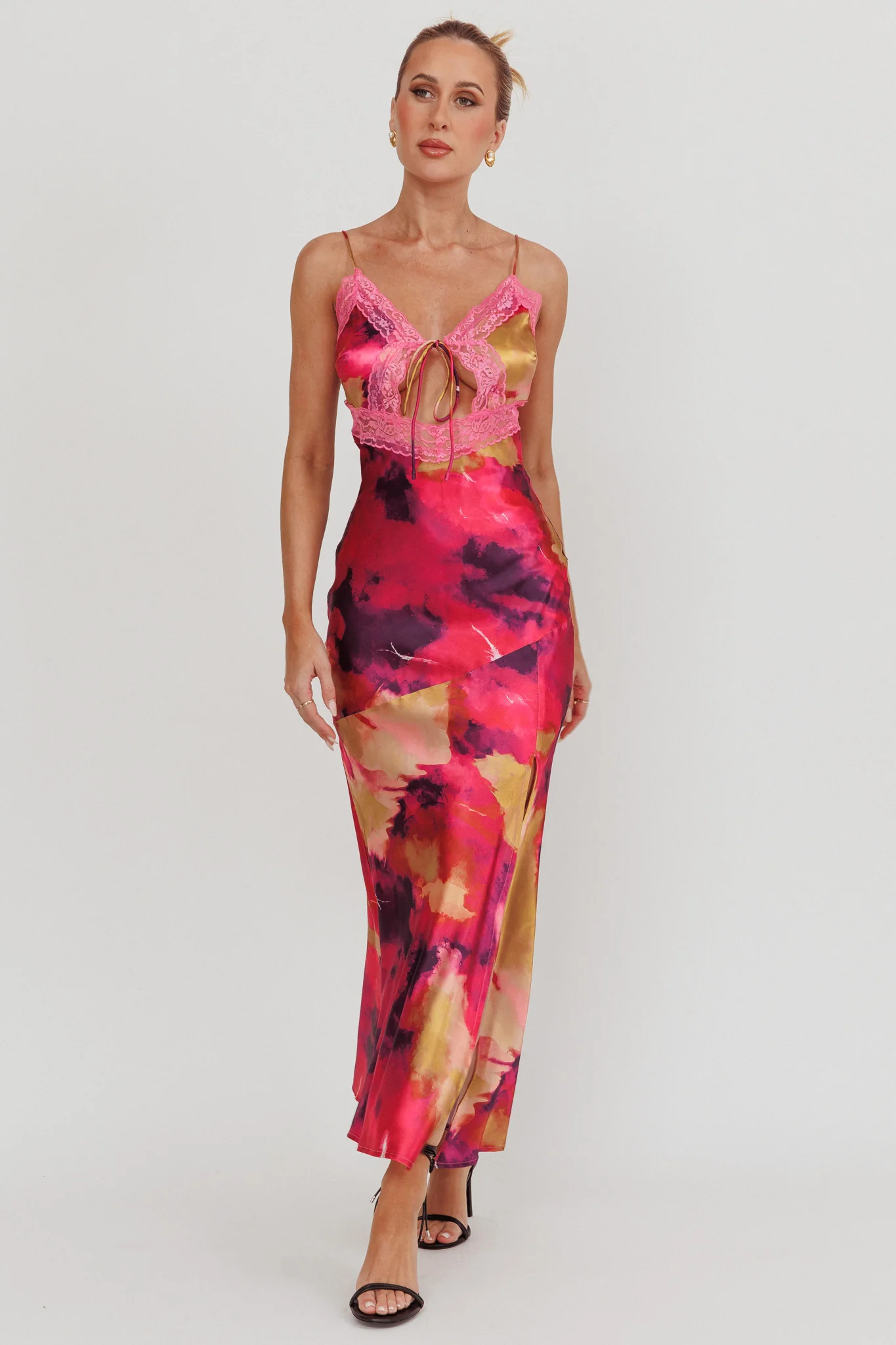 Saga Bust Keyhole Satin Maxi Dress Purple