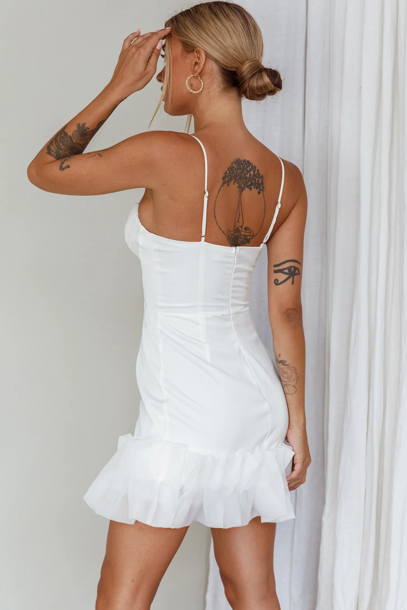 Buona Sera Hem Decoration Mini Dress White