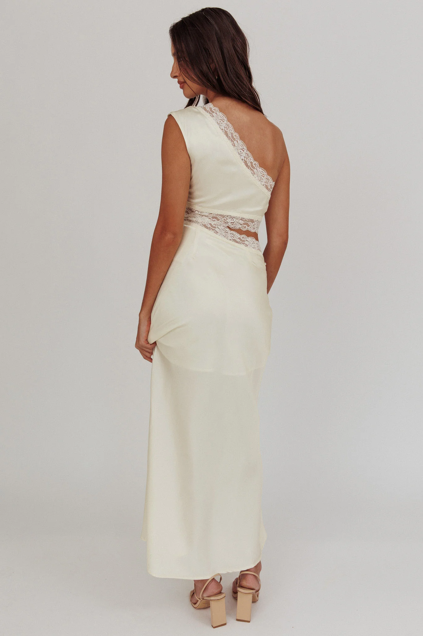 Mahli One-Shoulder Cut-Out Maxi Dress Ivory