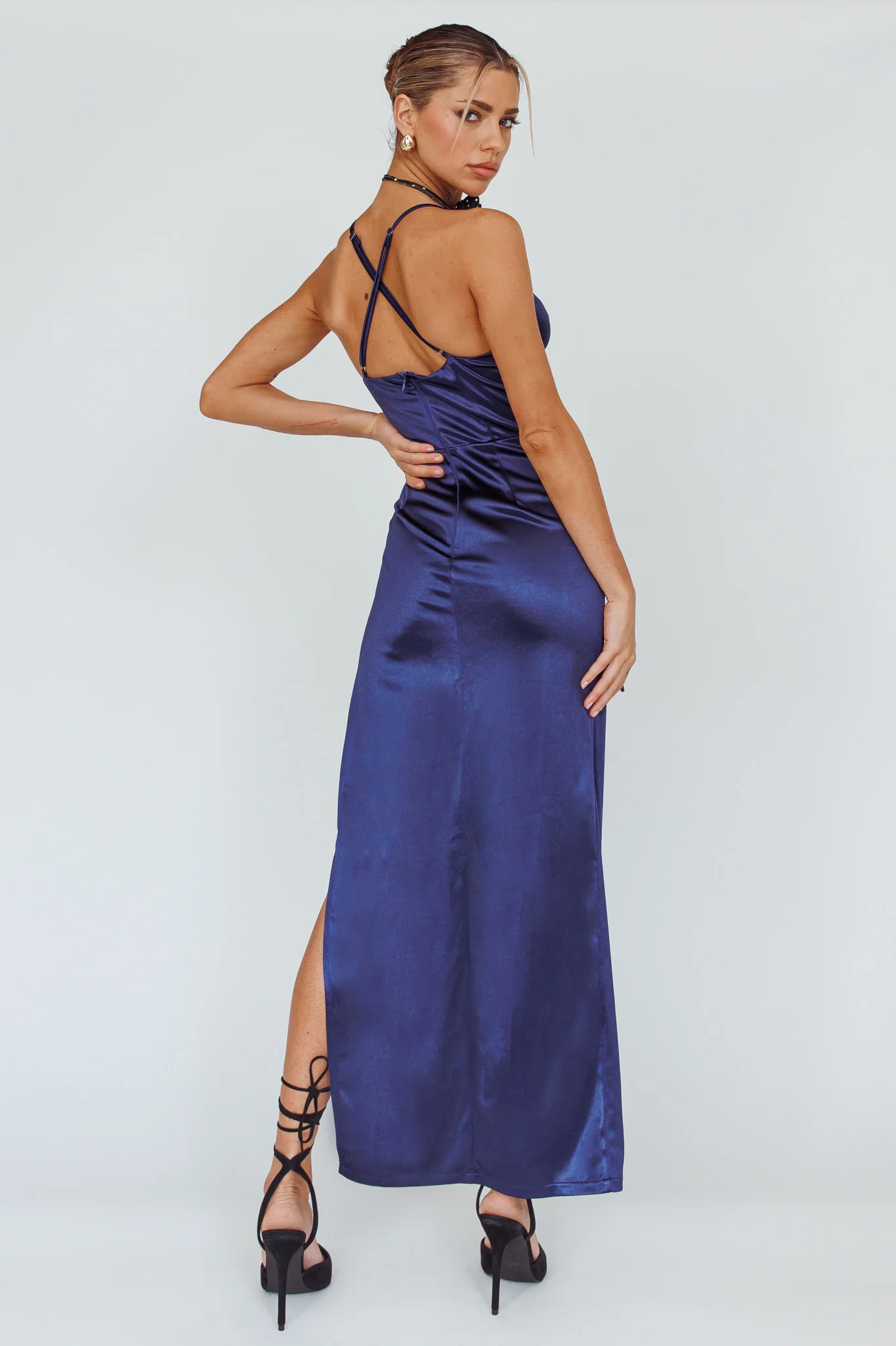 Cierra Thigh Split Maxi Dress Navy