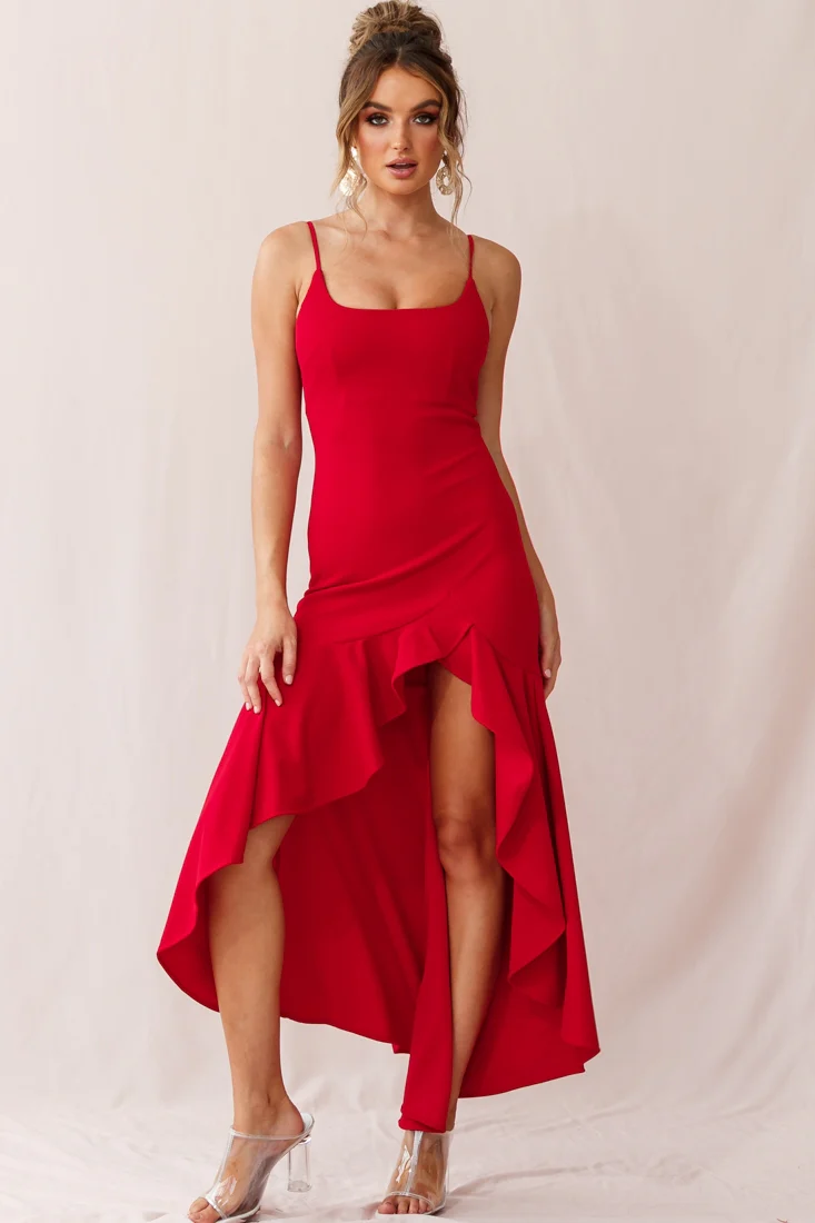 Emoji Asymmetrical Hemline Dress Red
