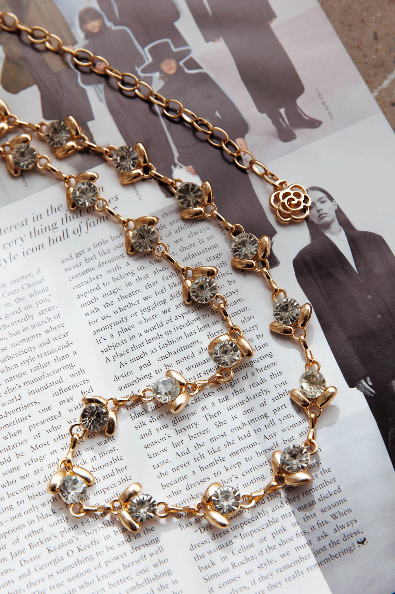 Leia Rhinestone Belt Gold