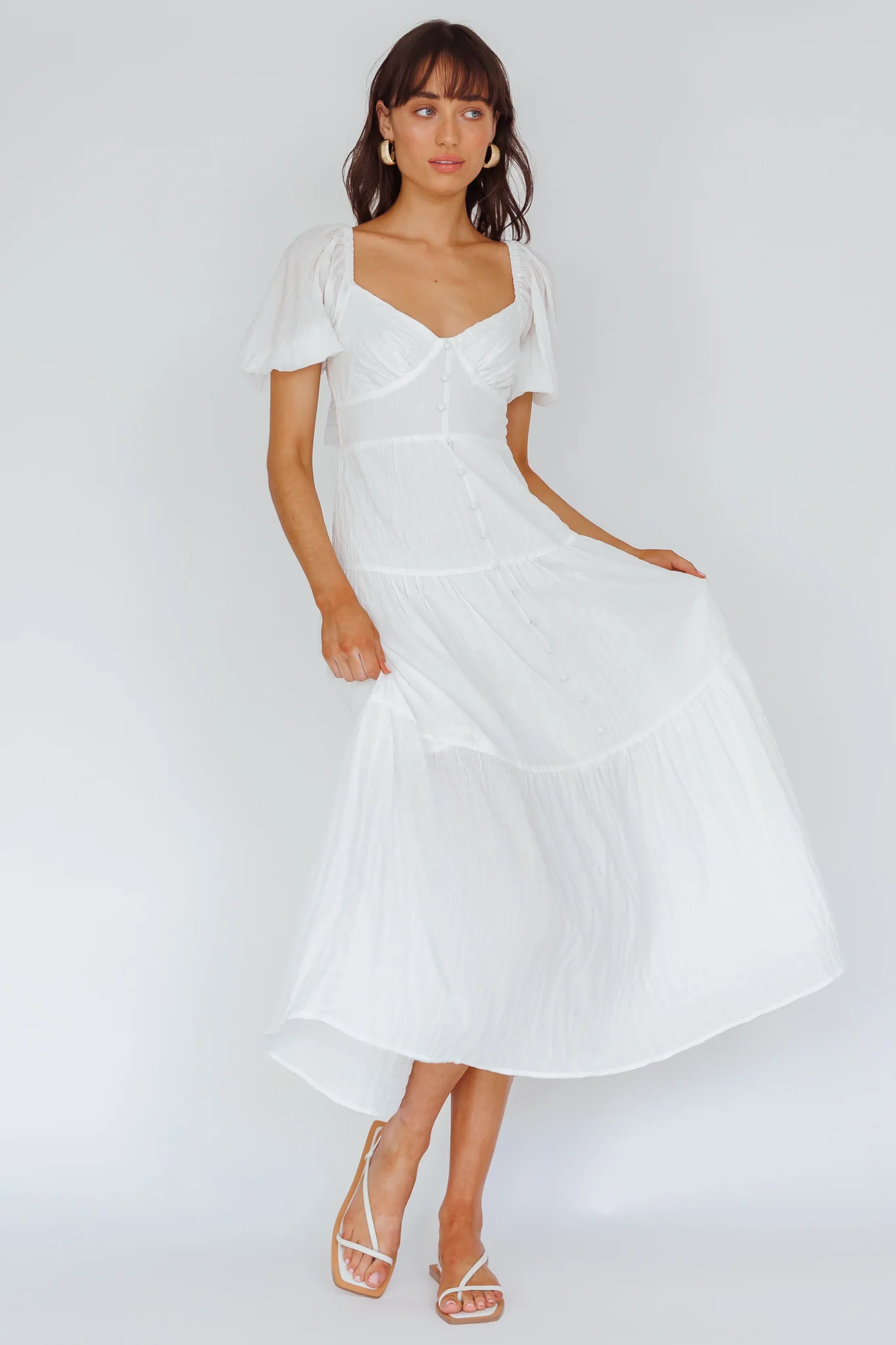 Royce Bow Back Midi Dress White