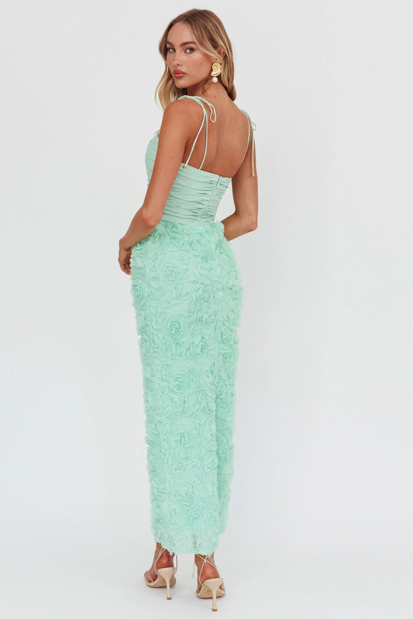 Love & Honor Textured Floral Maxi Dress Sage