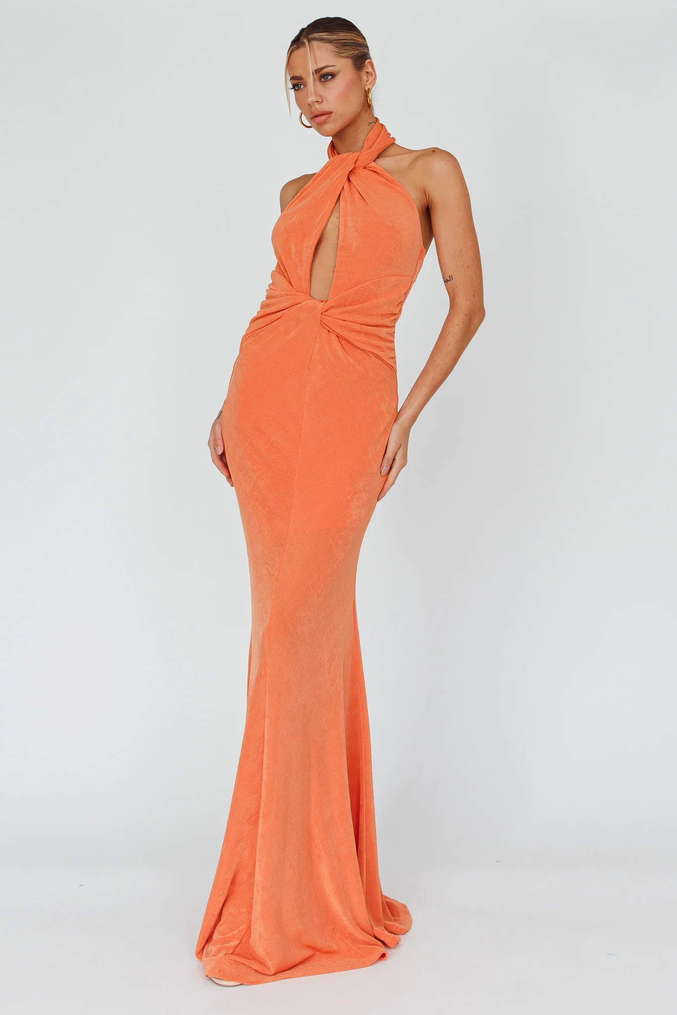 Ileana Twist Bodice Maxi Dress Orange