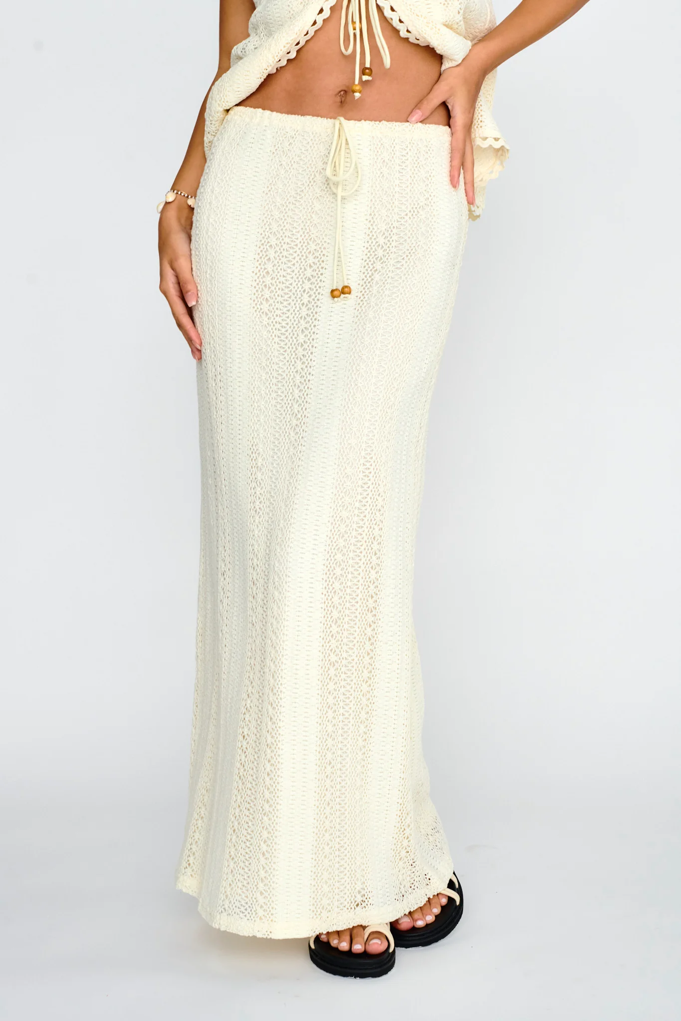 Ninevah Lace Maxi Skirt Beige