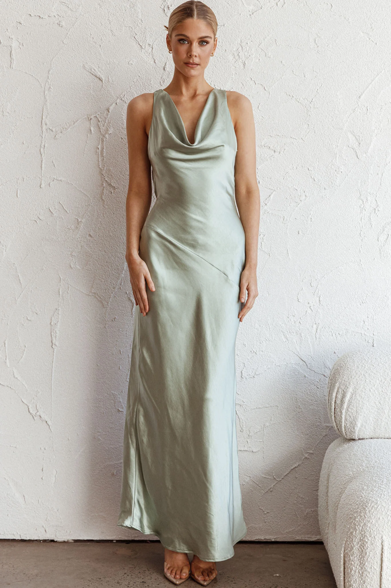 Cassiopeia Open Back Maxi Dress Pistachio