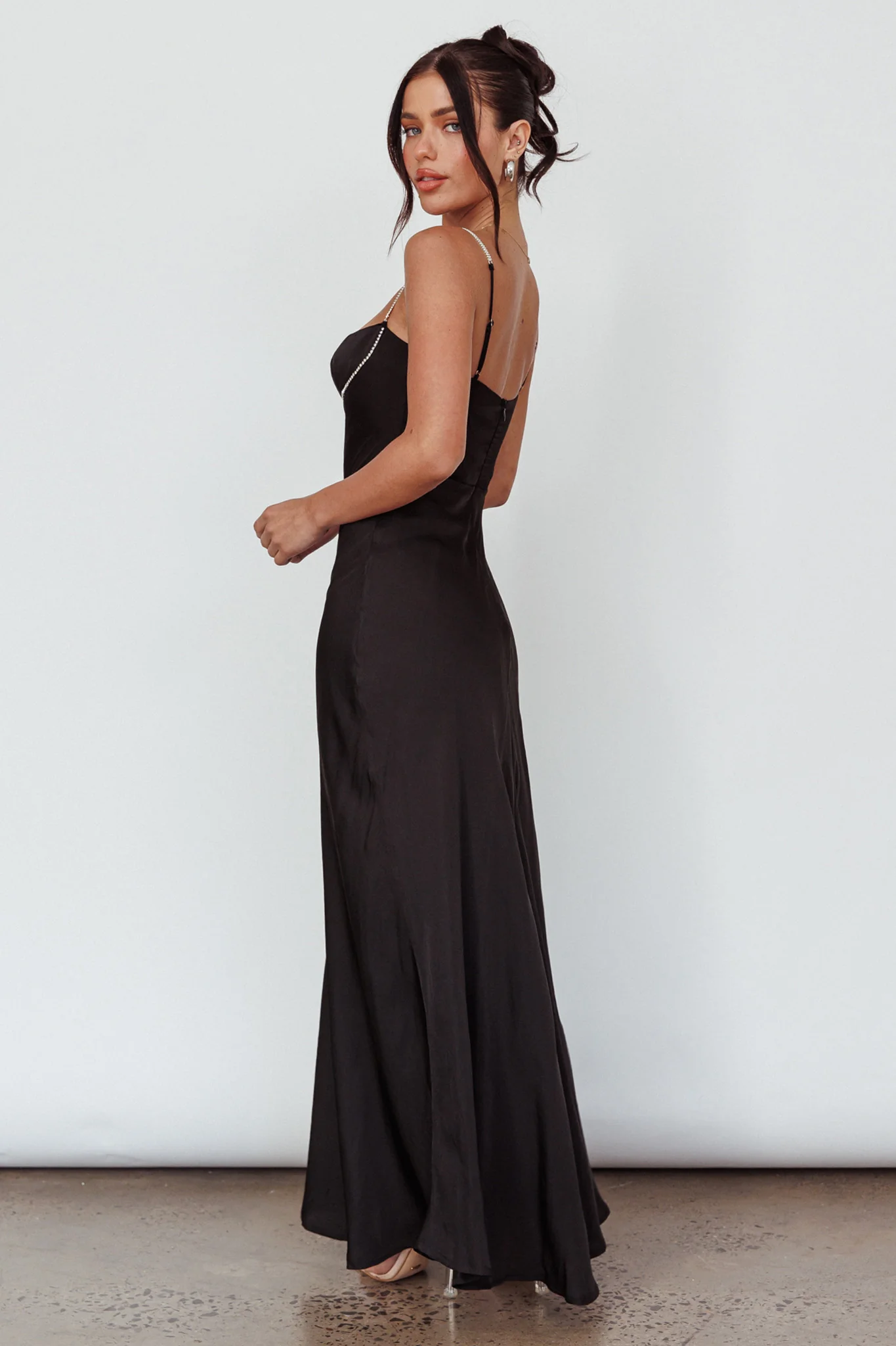 Linka Diamante Strap Maxi Dress Black