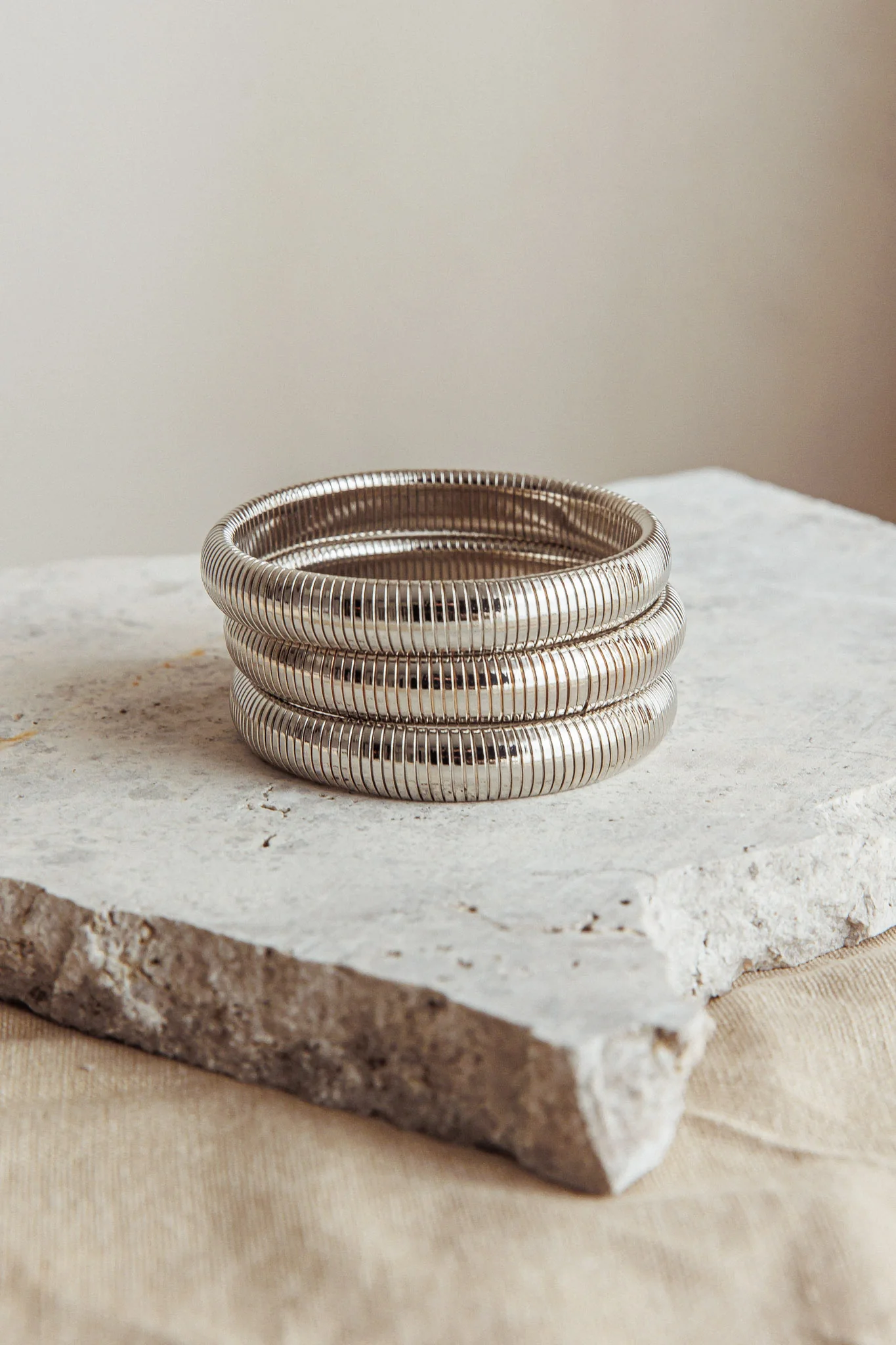 Oliver Stretch Bangles Set Dark Silver