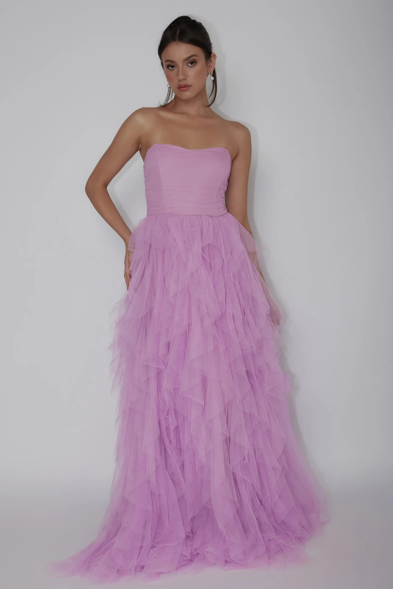Rori Tulle Cascade Maxi Dress Orchid
