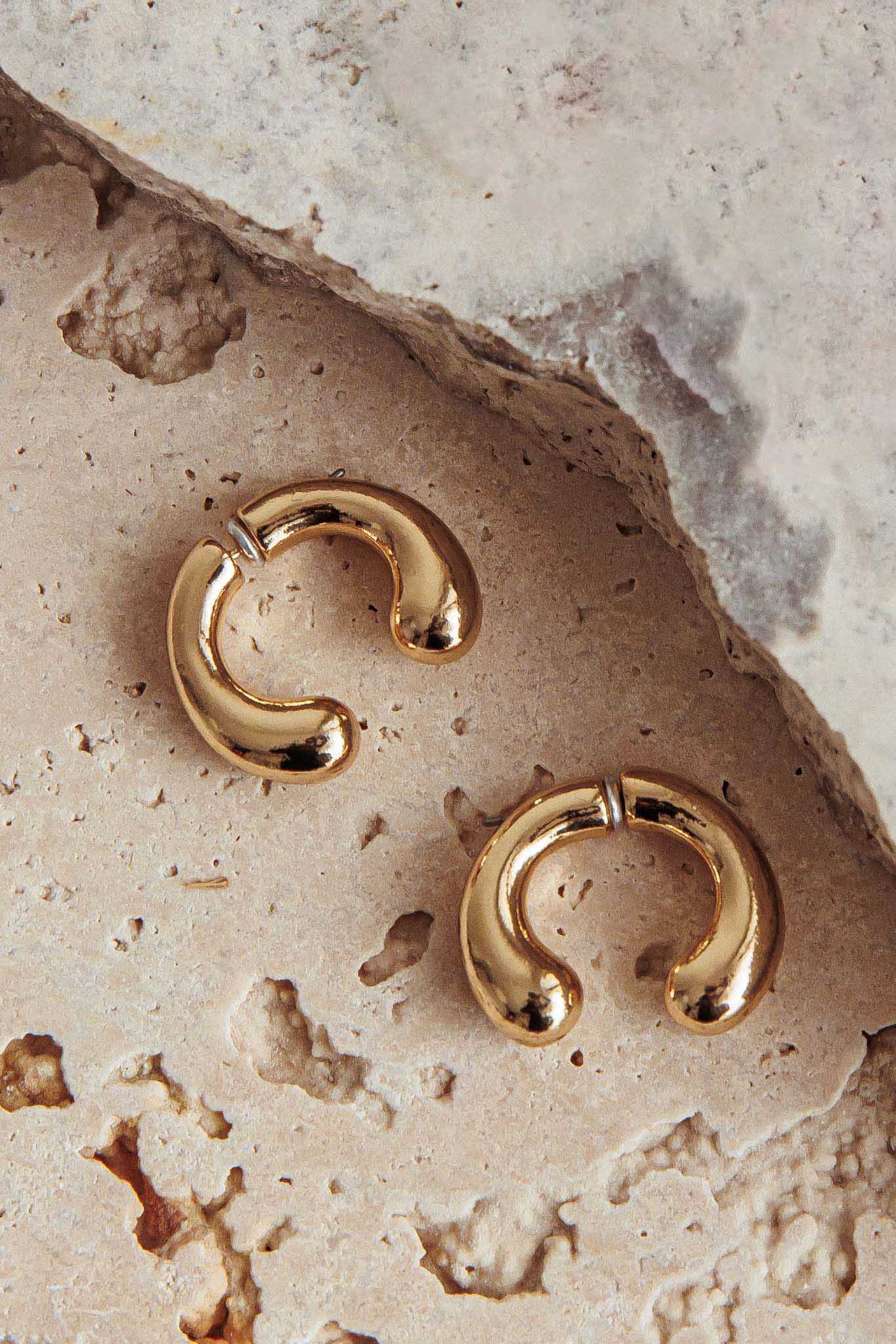 Chiara Half Hoop Stud Earrings Gold