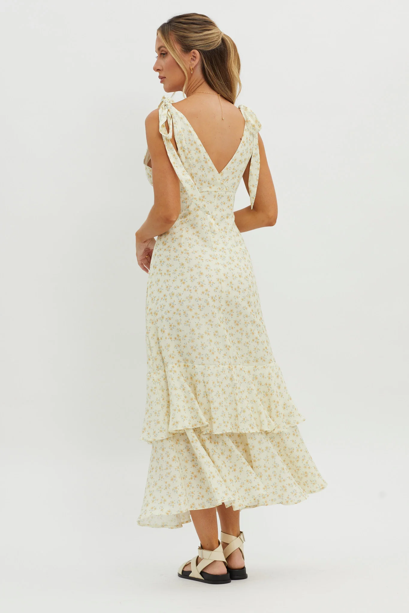 Manhattan Summer Tied Shoulder Maxi Dress Yellow
