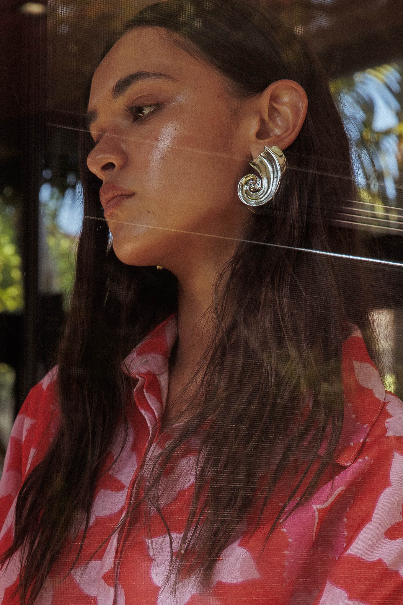 Calypso Spiral Shell Earrings Silver