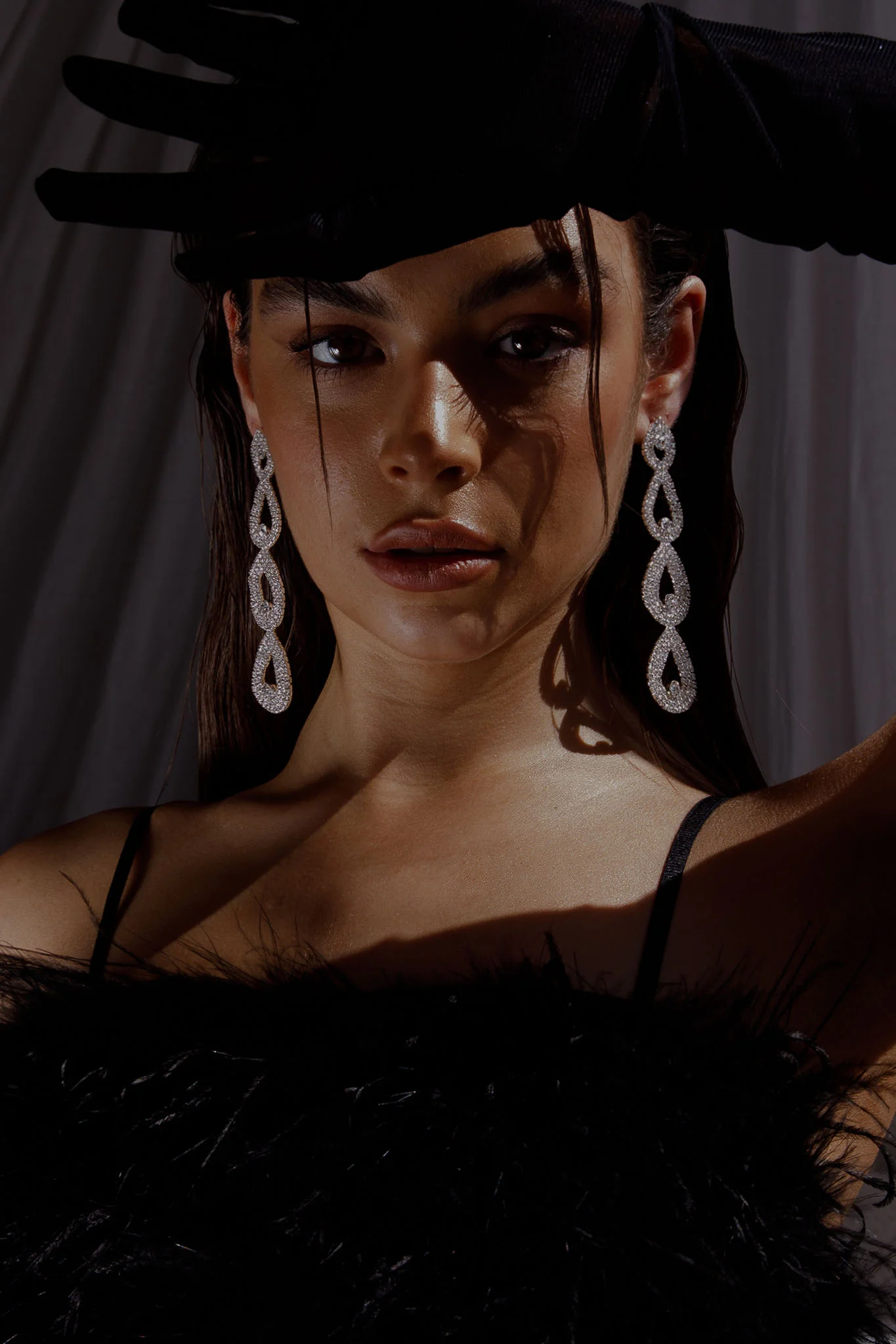 Royale Diamante Pear Drop Earrings Silver