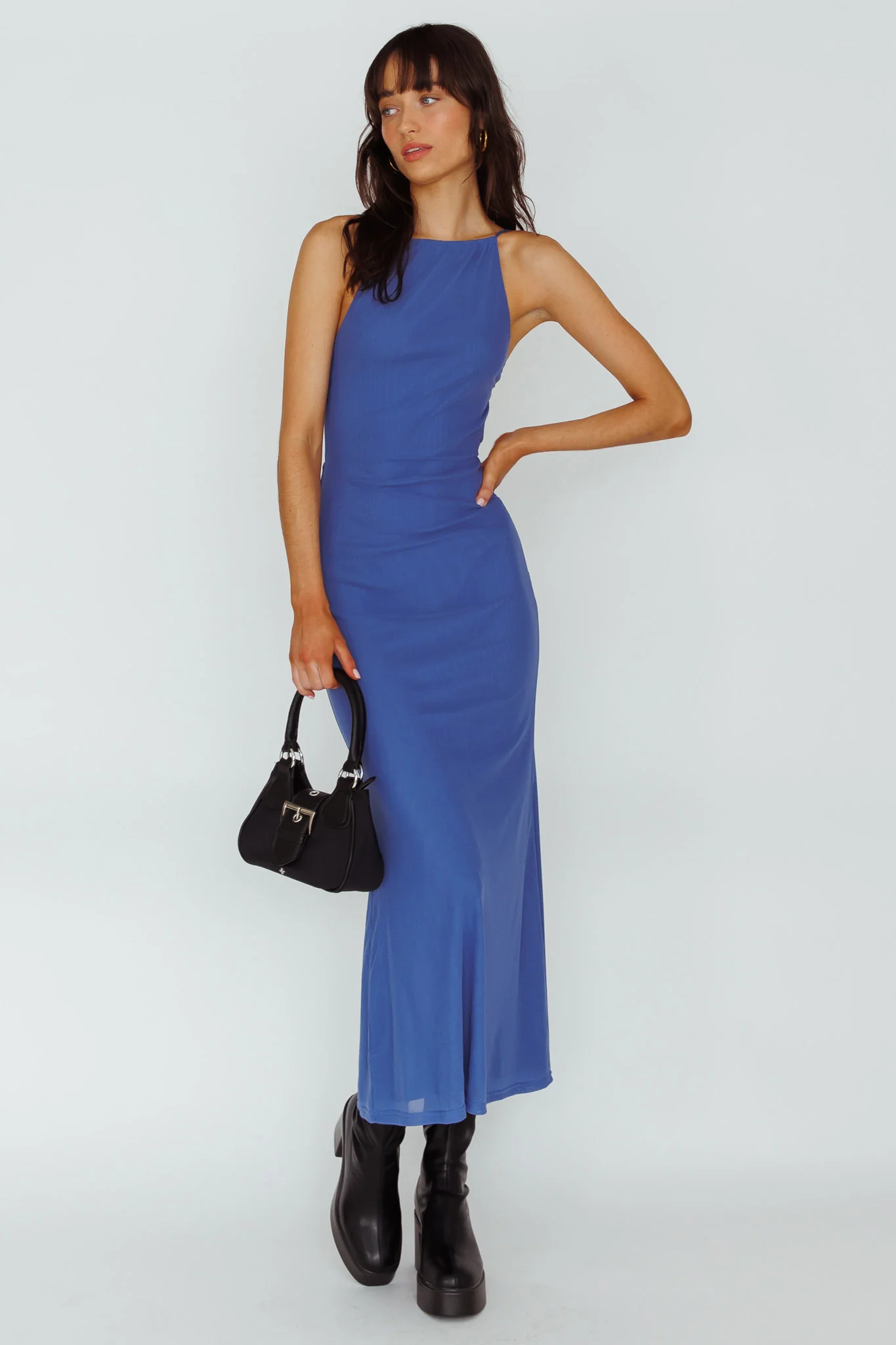 Genova Strappy Back Maxi Dress Midnight Blue