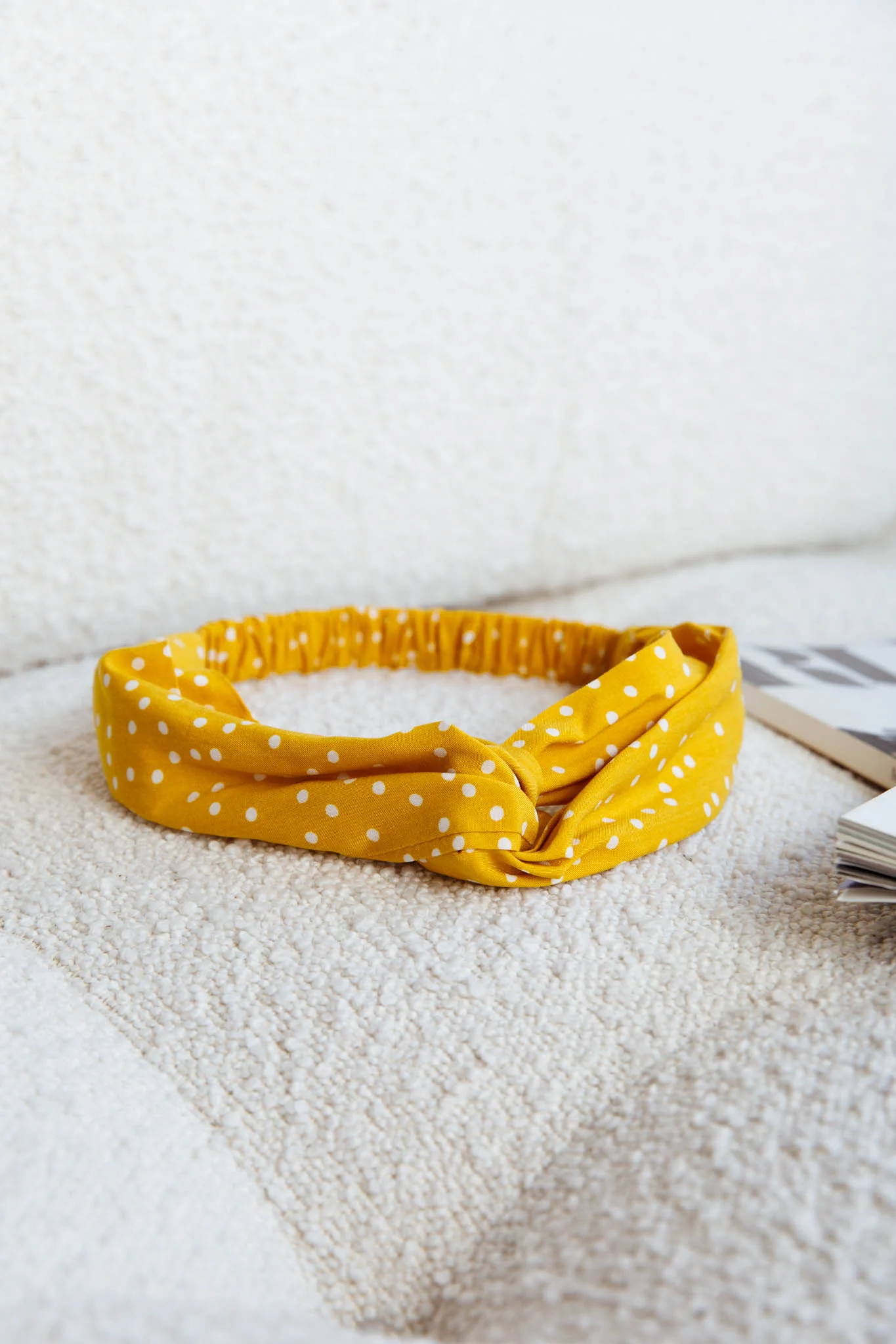 Top Knot Headband Spotted Yellow